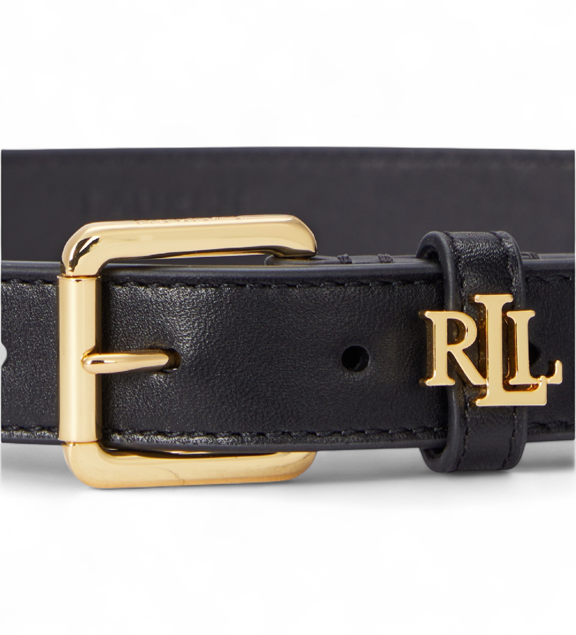 Lauren Ralph Lauren Ceinture étroite en cuir avec logo noir