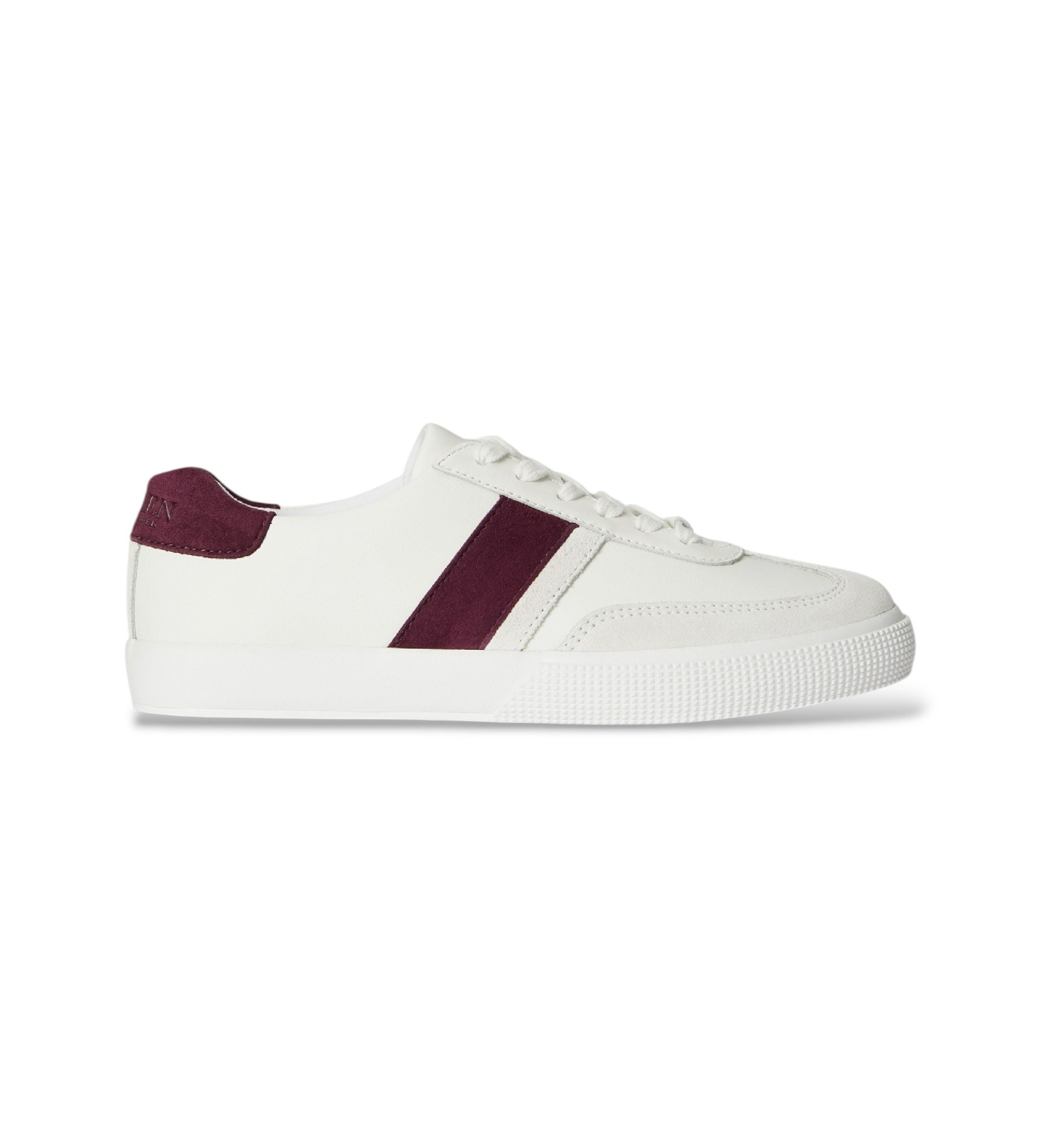Lauren Ralph Lauren Zapatillas Braylee bicolor de piel y ante blanco, burdeos