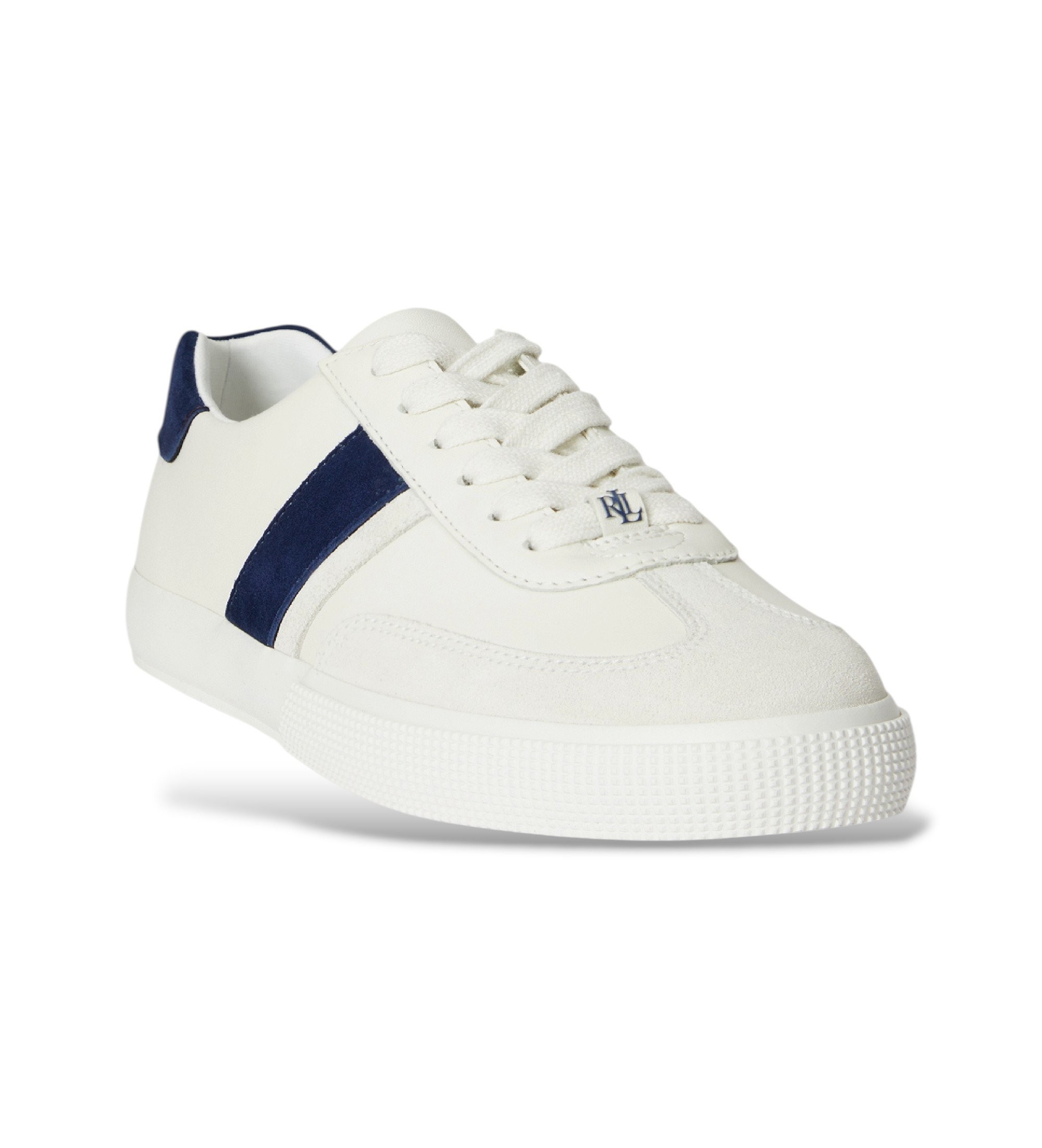 Lauren Ralph Lauren Zapatillas Braylee bicolor de piel y ante blanco, marino