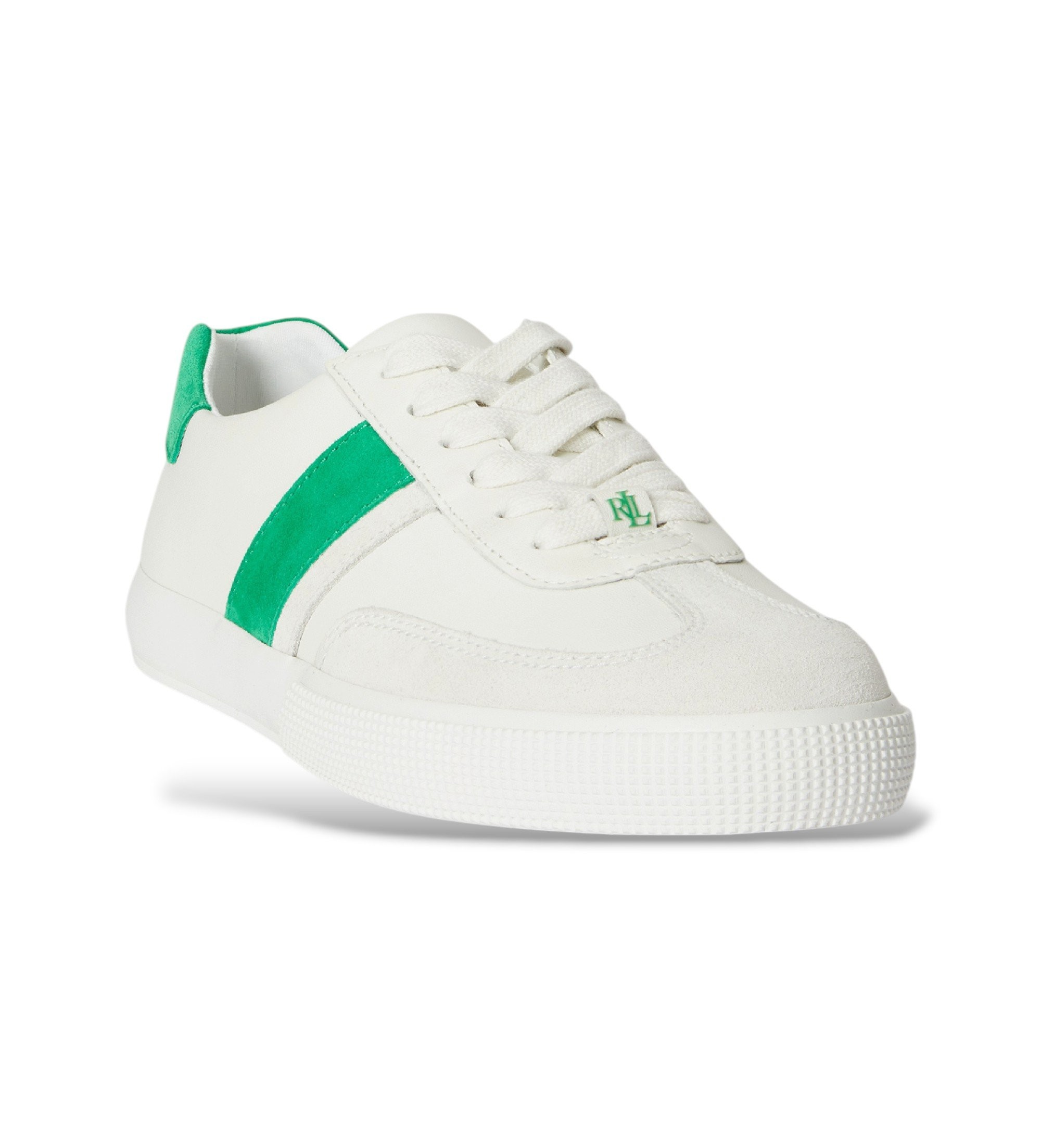 Lauren Ralph Lauren Zapatillas Braylee bicolor de piel y ante blanco, verde