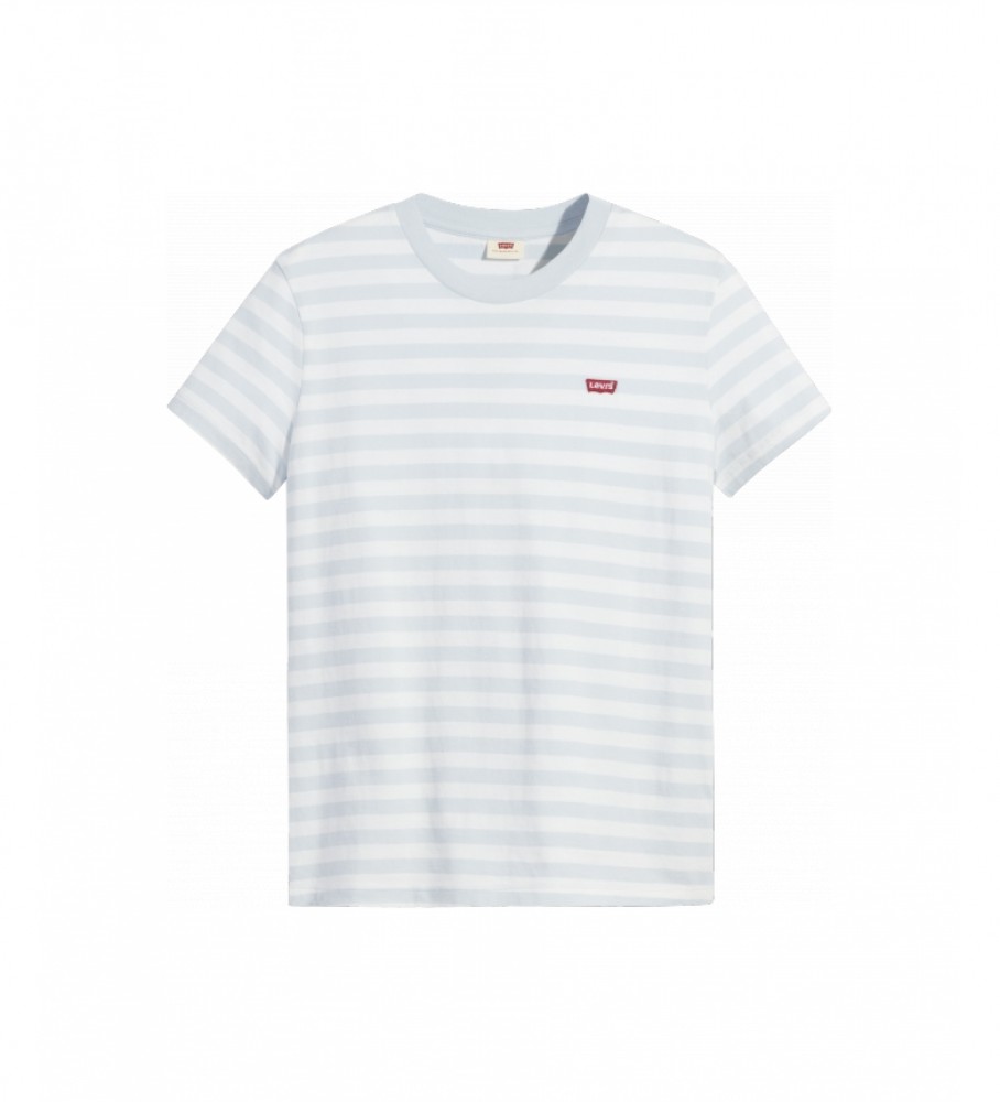 Levi's T-shirt branca perfeita, azul claro às riscas