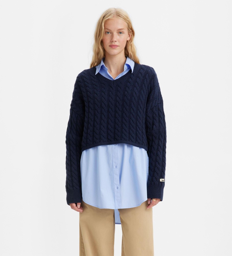 Bedrog Gecomprimeerd kwaliteit Levi's Wollen trui Rae Cropped Sweater Blues - Esdemarca winkel voor  schoenen, mode en accessoires - merkschoenen en merksneakers