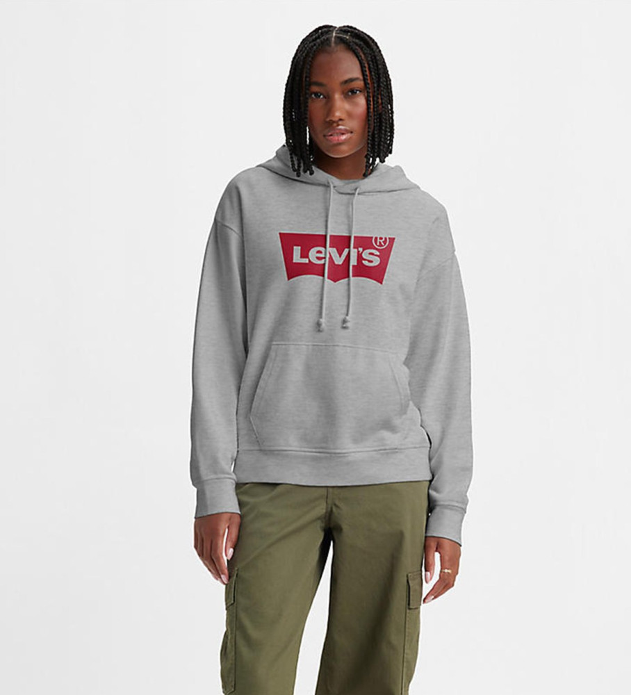 Levi's Standard grey hooded graphic sweatshirt with grey hood