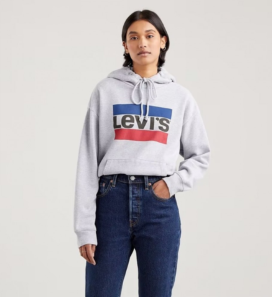 Levi's Standard grey hooded graphic sweatshirt