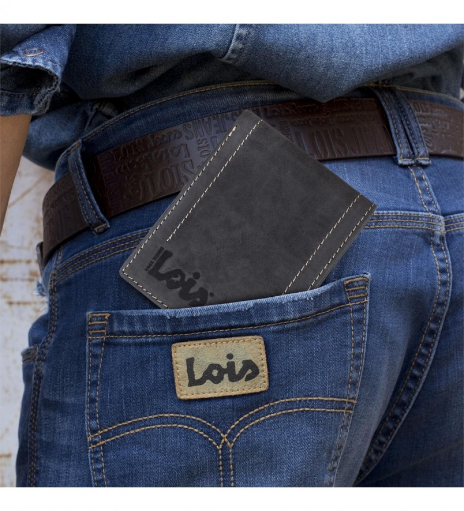 Lois Jeans Cartera Monedero De Piel 201508 Negro -11X8,5 Cm-