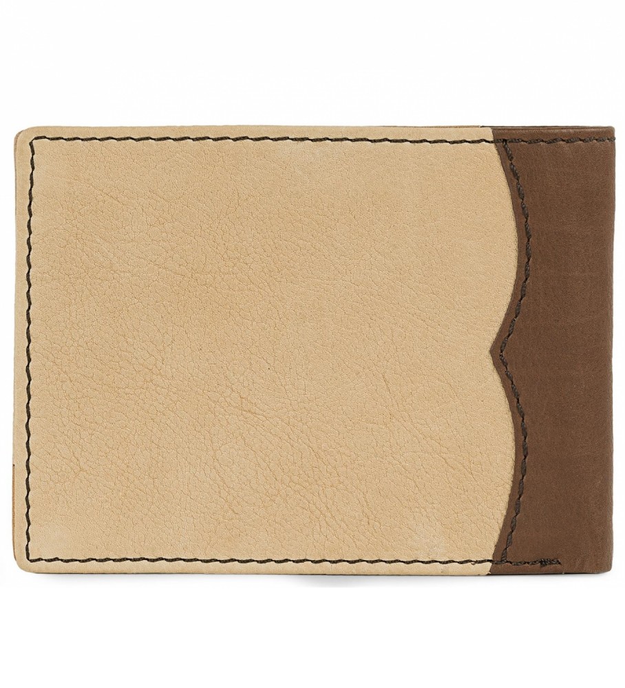 Lois Jeans Portefeuille en cuir avec porte-monnaie intrieur et protection RFID LOIS 203201 couleur marron clair