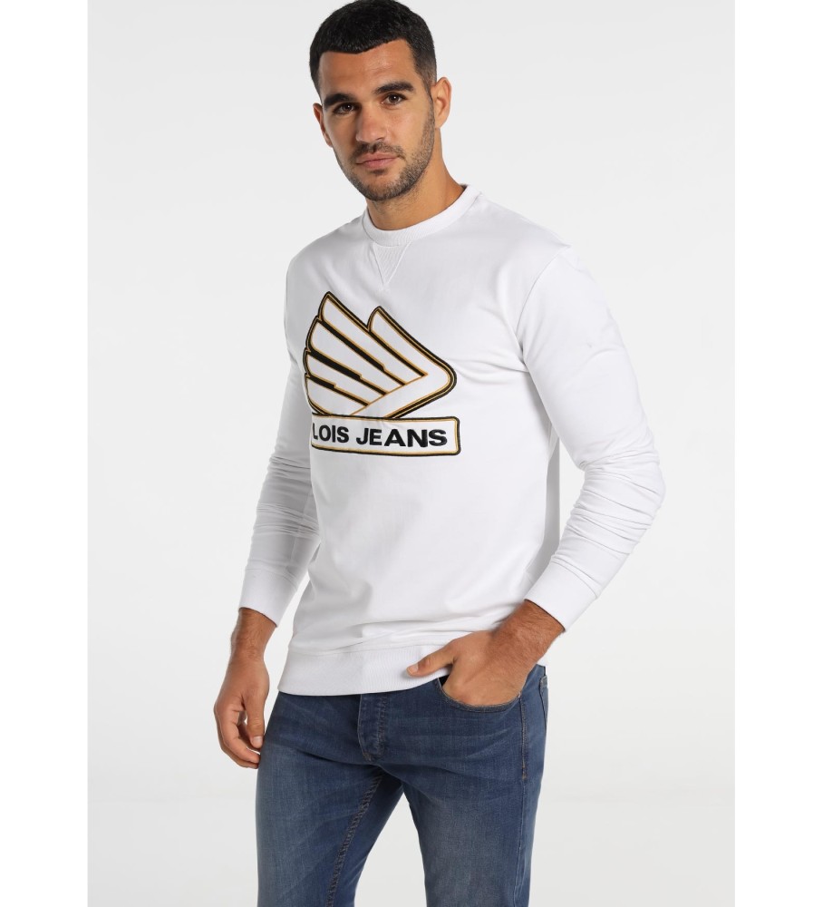 Lois Route 62 Embroidered Graphic Sweatshirt White
