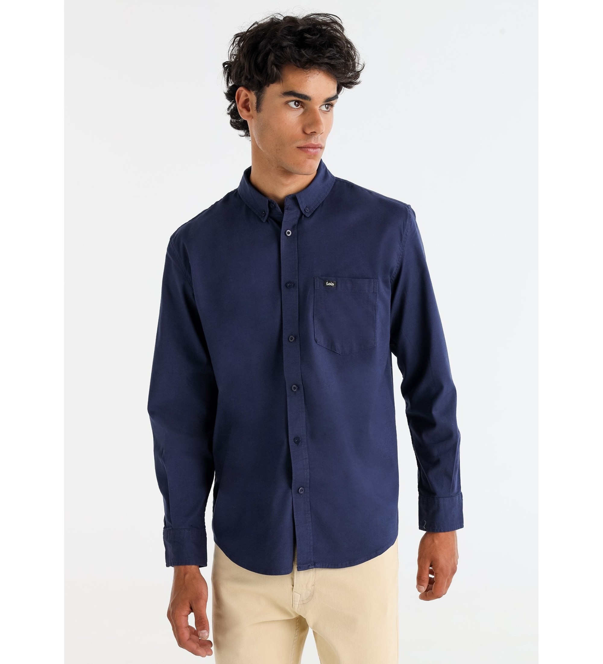 Lois Jeans Marinbl skjorta i Fine Twill