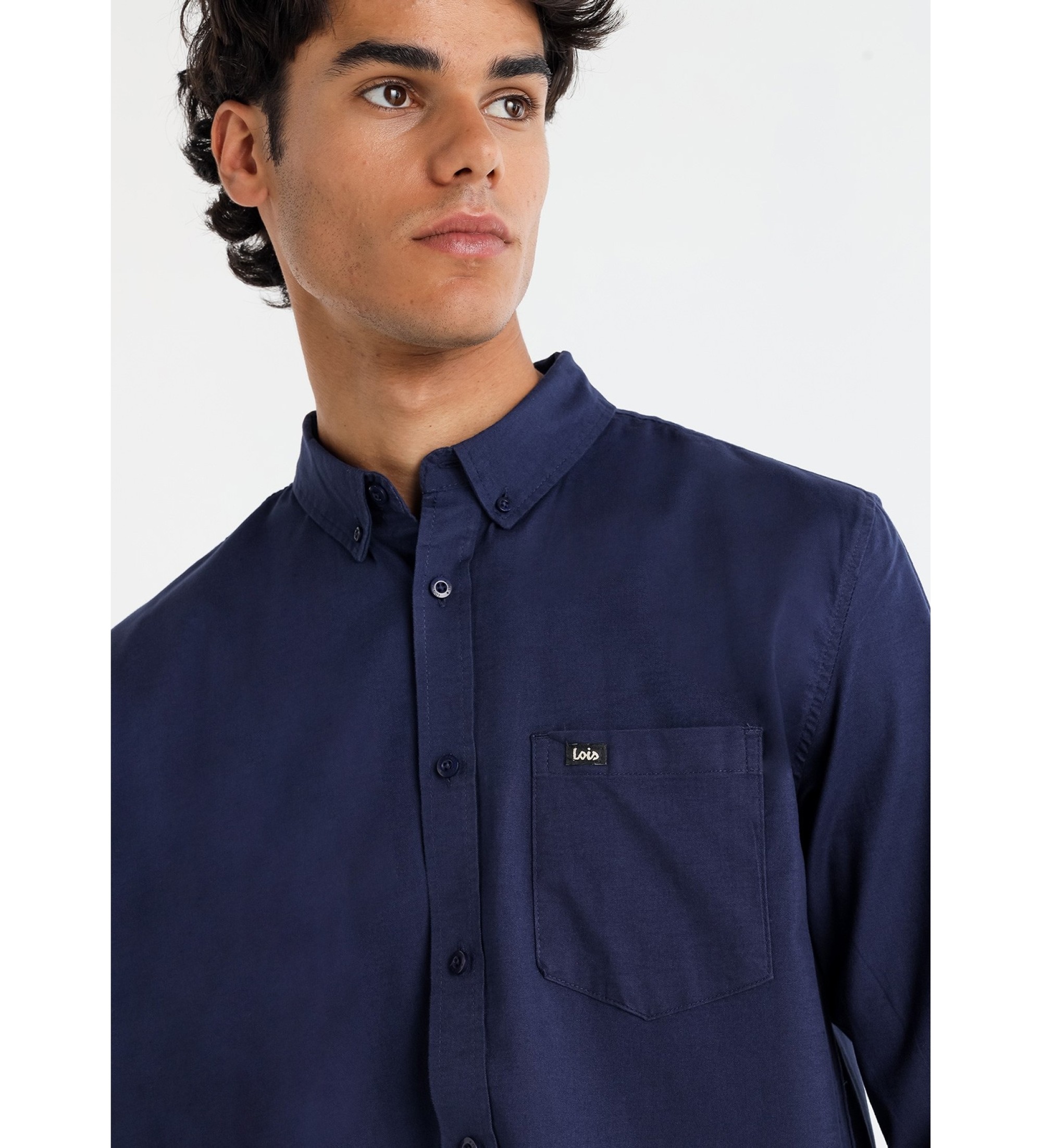 Lois Jeans Marinbl skjorta i Fine Twill