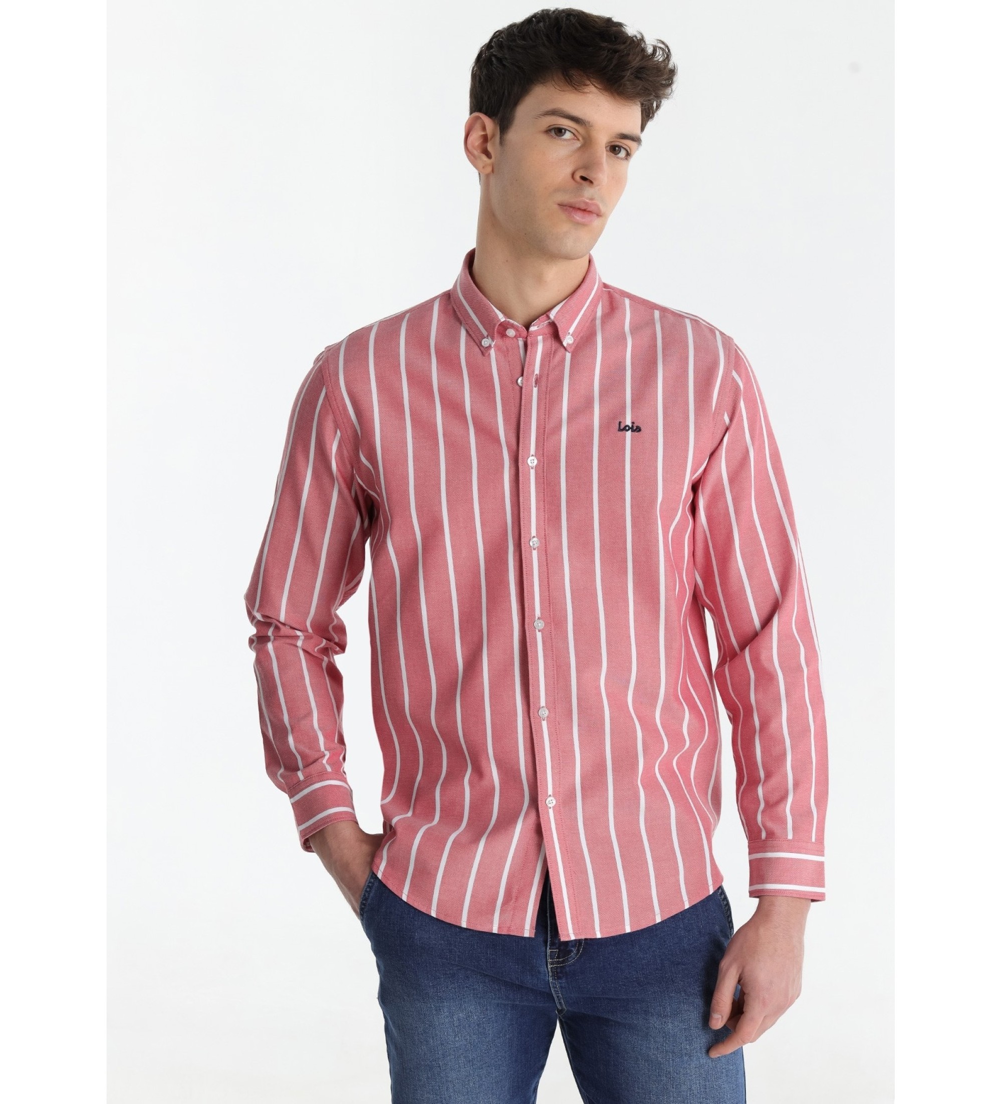 Lois Jeans Czerwona koszula w paski