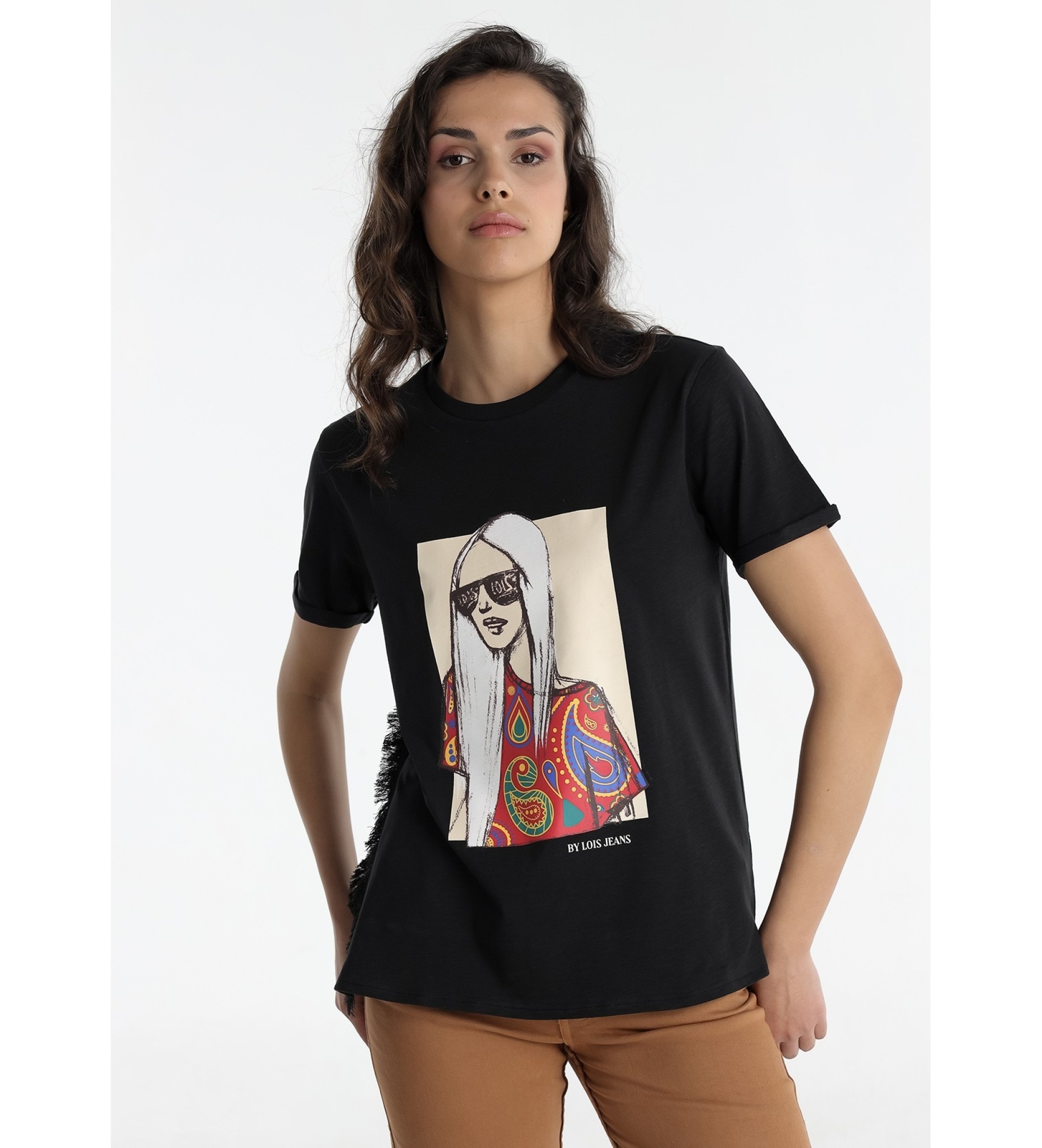 Lois Jeans Maglietta nera a maniche corte