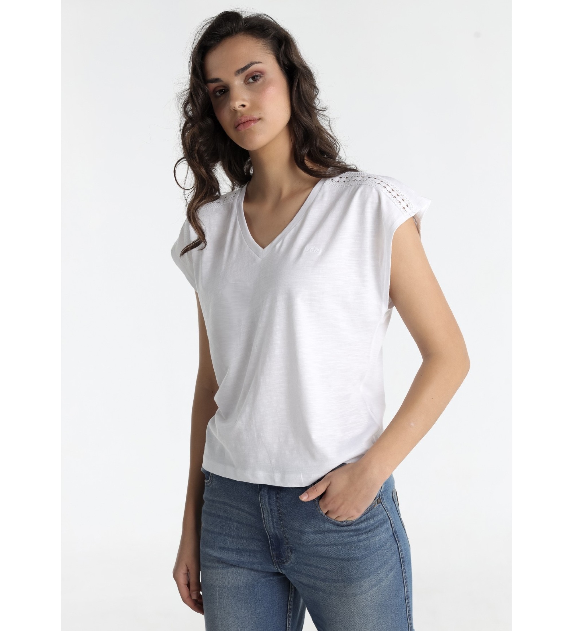 Lois Jeans T-shirt  manches courtes blanc