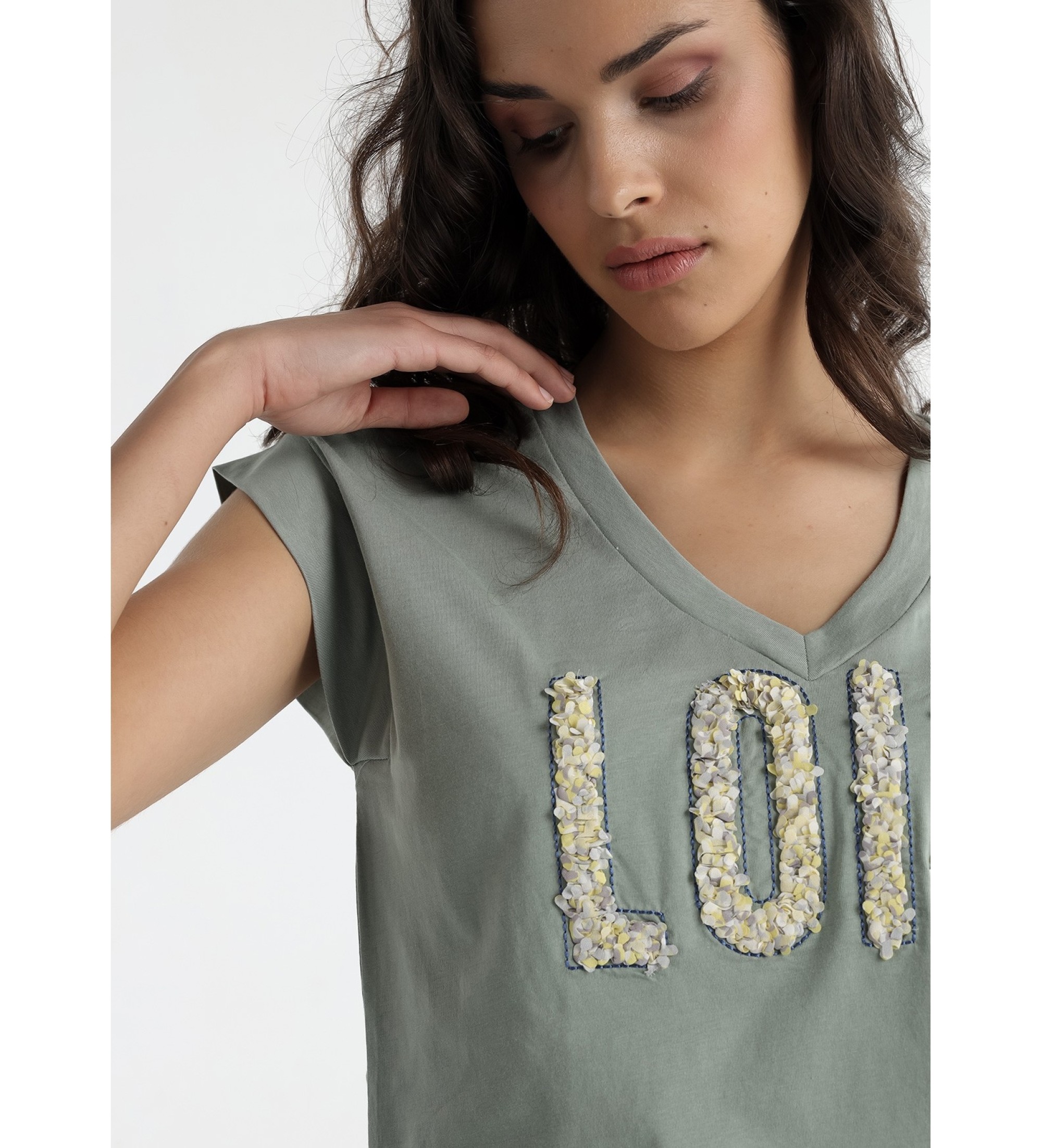 Lois Jeans Zelena majica s kratkimi rokavi