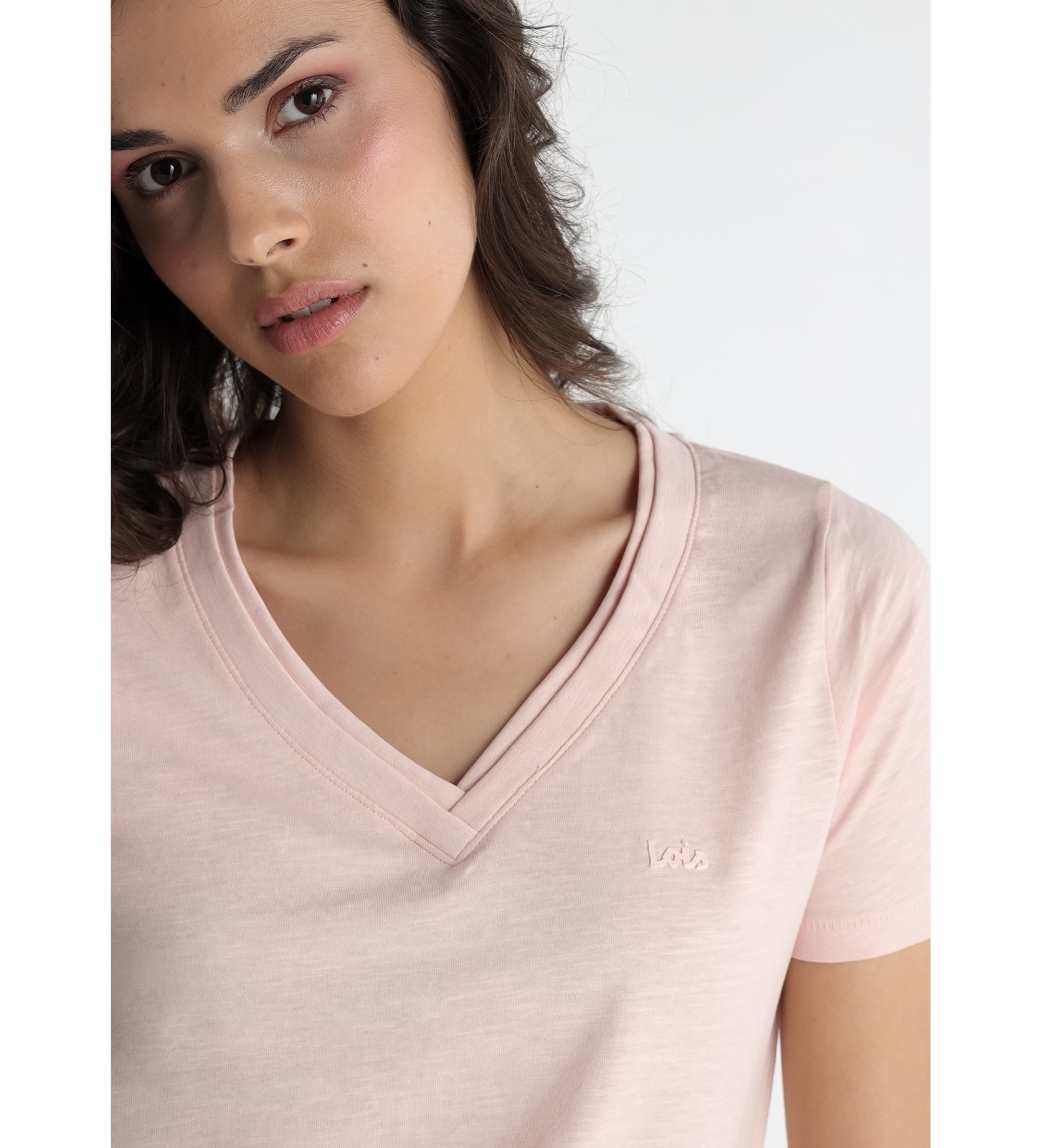 Lois Jeans Różowa koszulka z krótkim rękawem