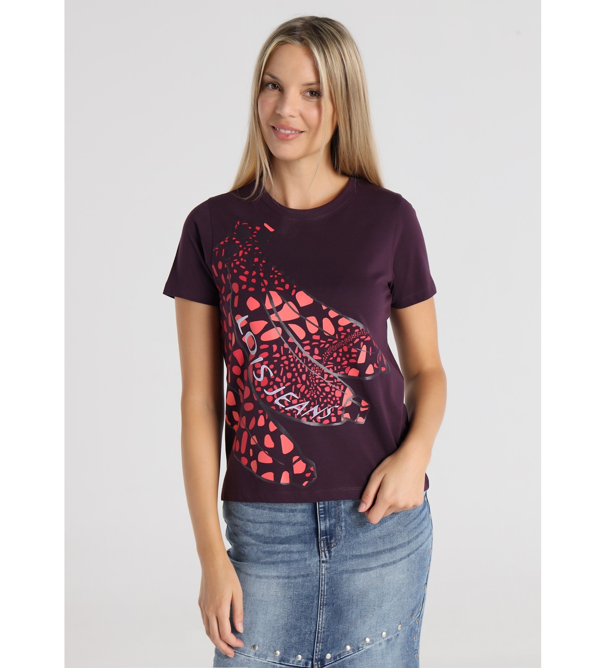 Lois Jeans Grafisch T-shirt met korte mouwen lila kleurrijk