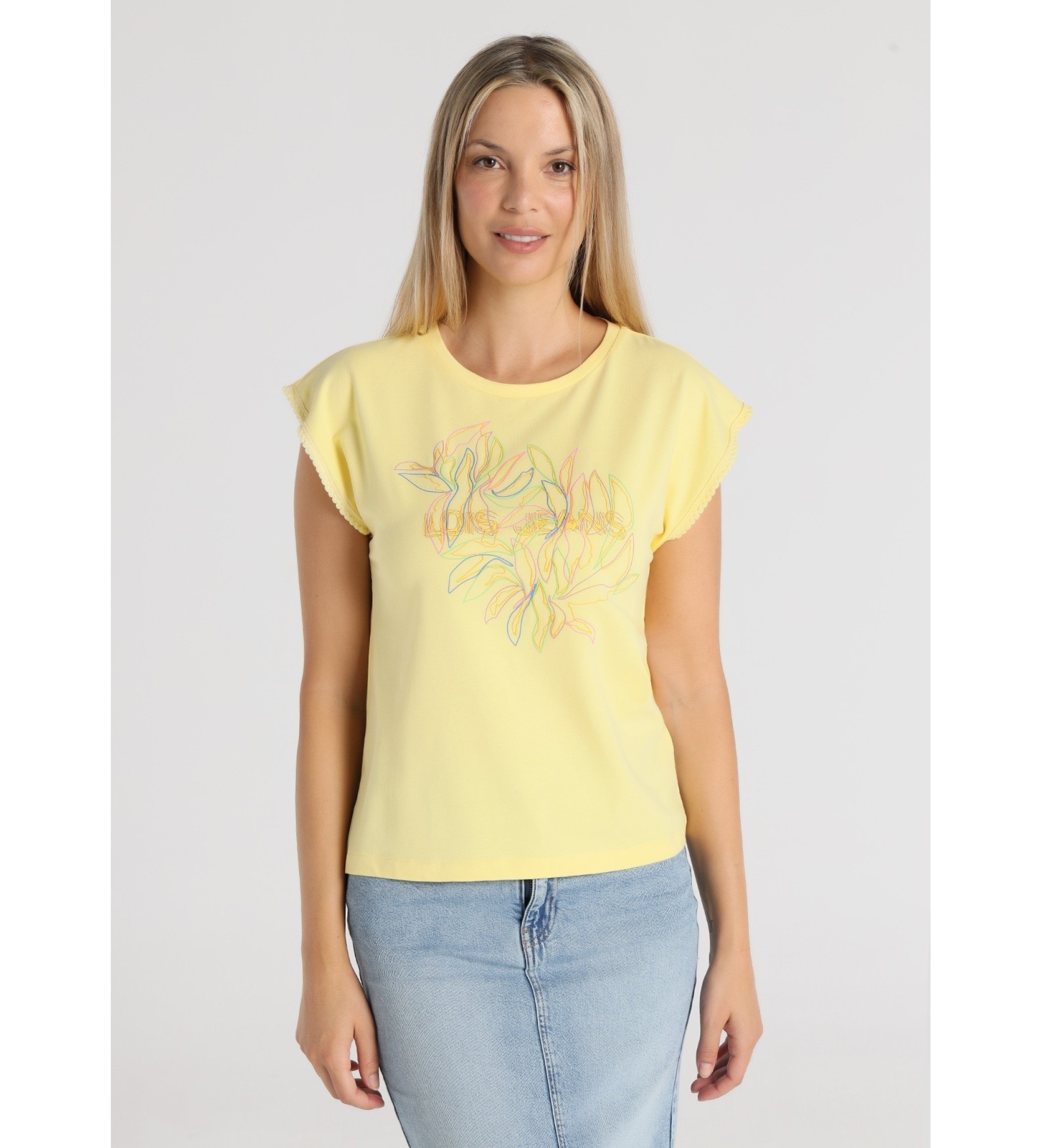 Lois Jeans Maglietta gialla a maniche corte