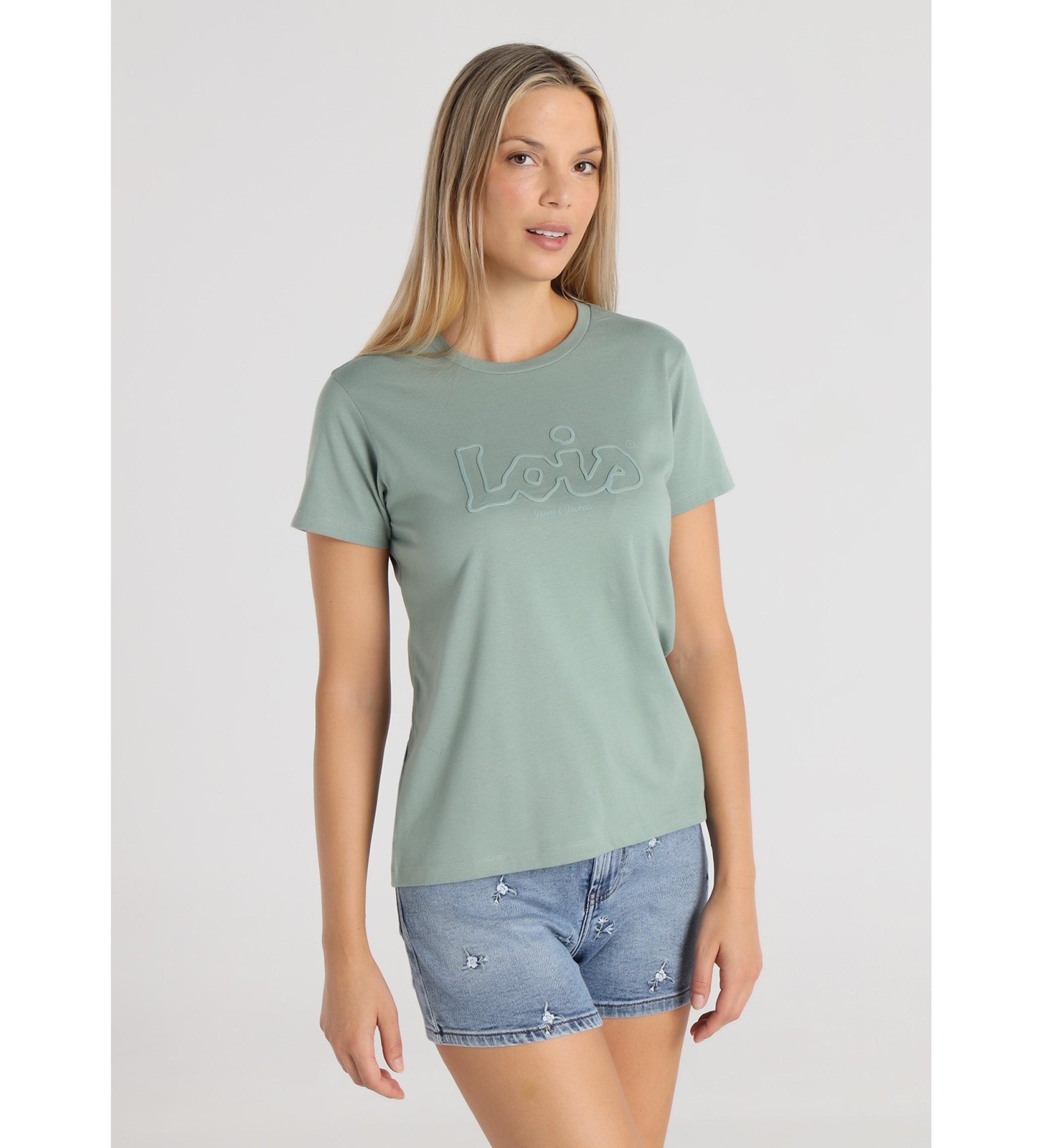 Lois Jeans Embossed T-Shirt Green