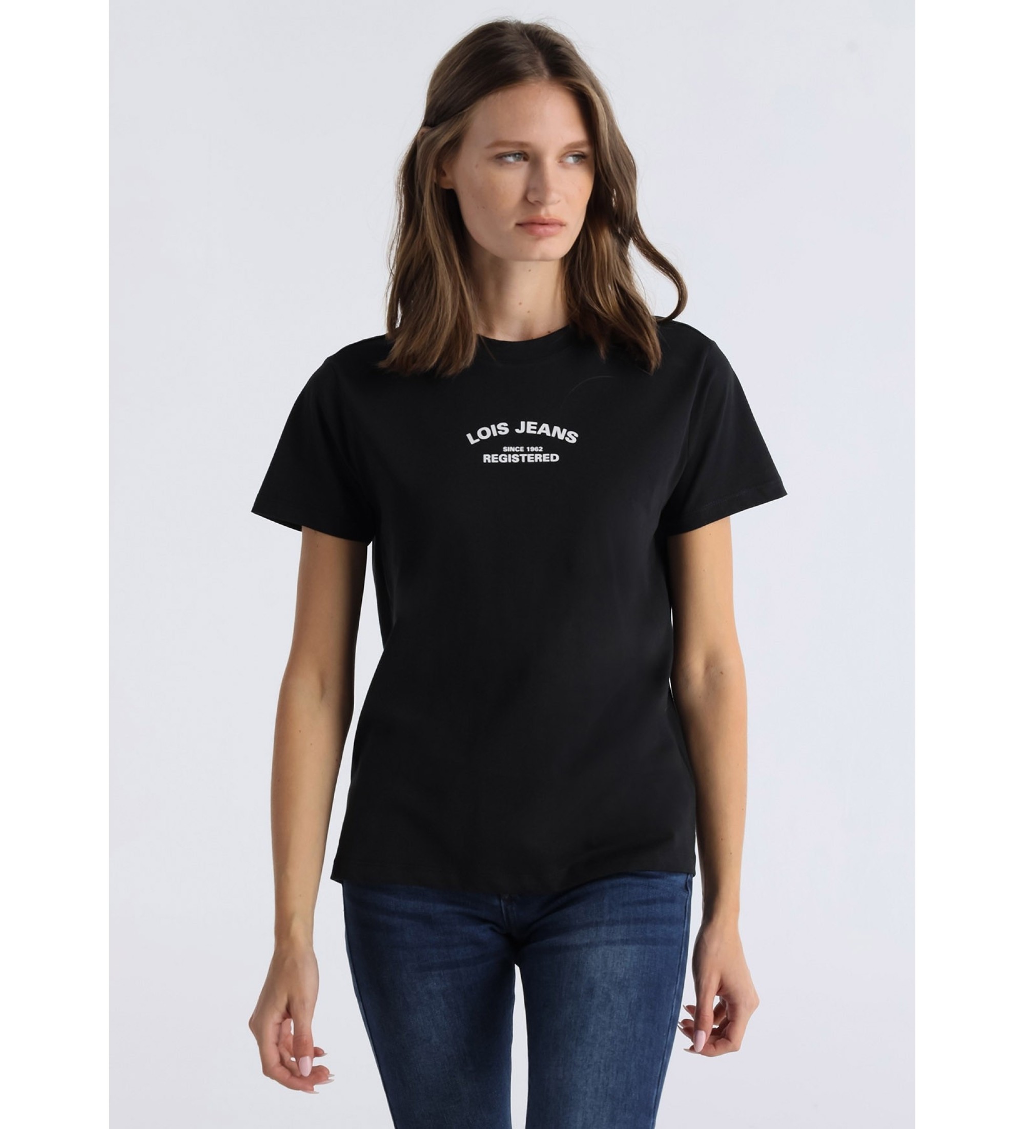 Lois Jeans Camiseta basica manga corta grafica negra