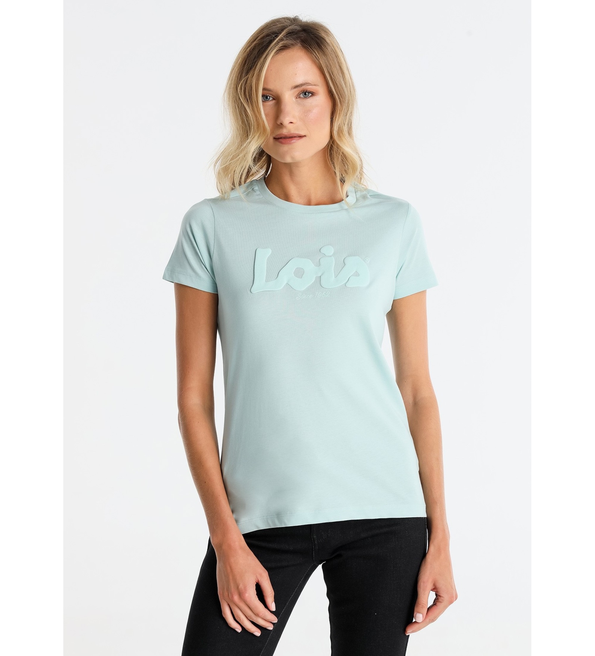 Lois Jeans Basic puff print turquoise t-shirt 
