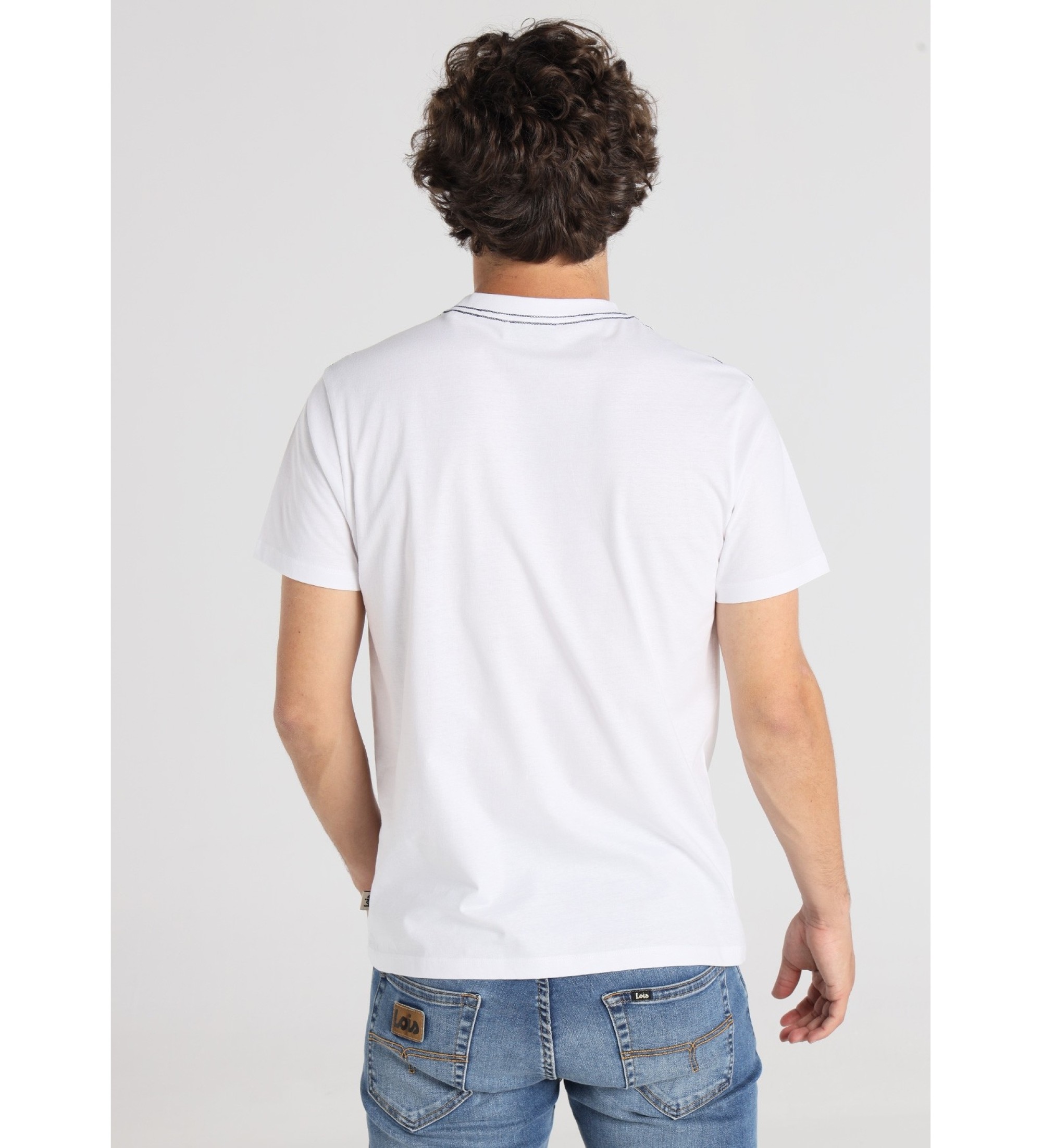 Lois Jeans T-shirt a maniche corte con grafica Discover bianca sul petto