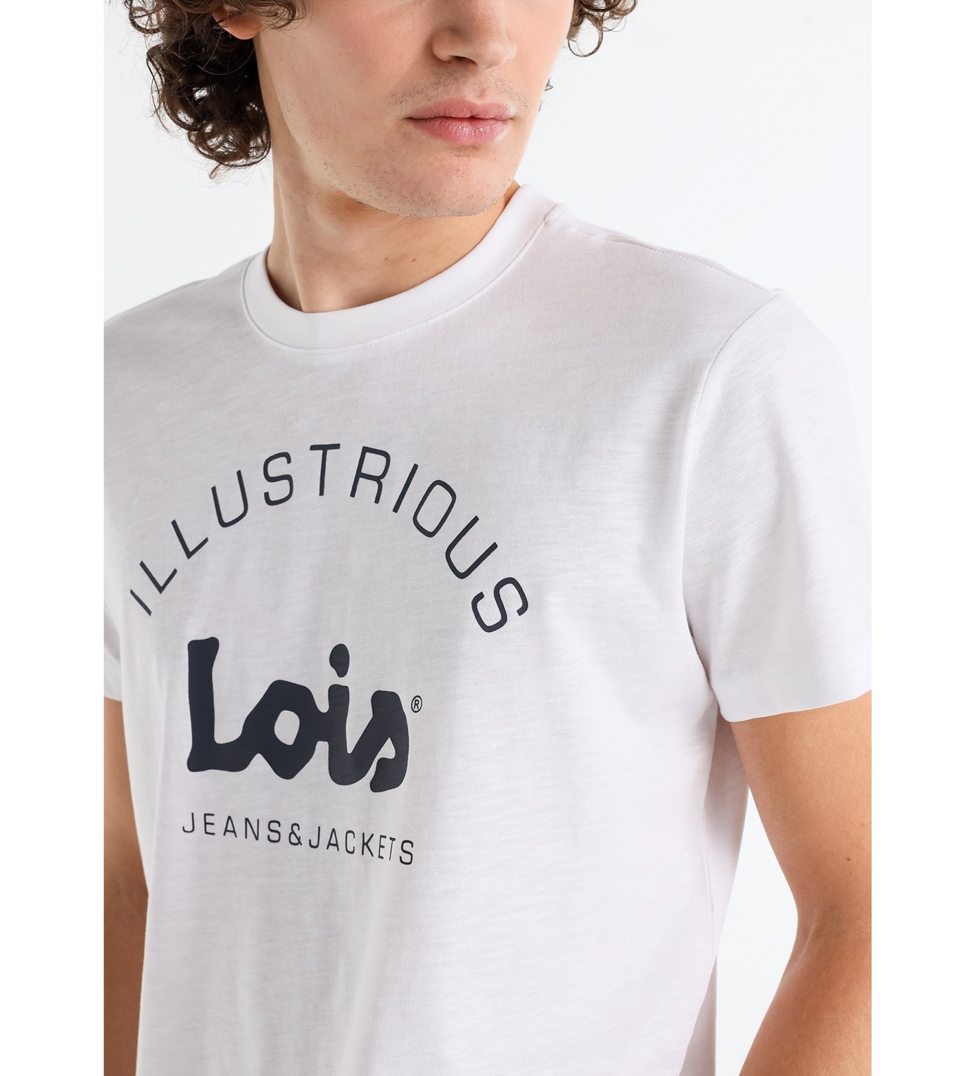 Lois Jeans Biała koszulka z kontrastem na piersi