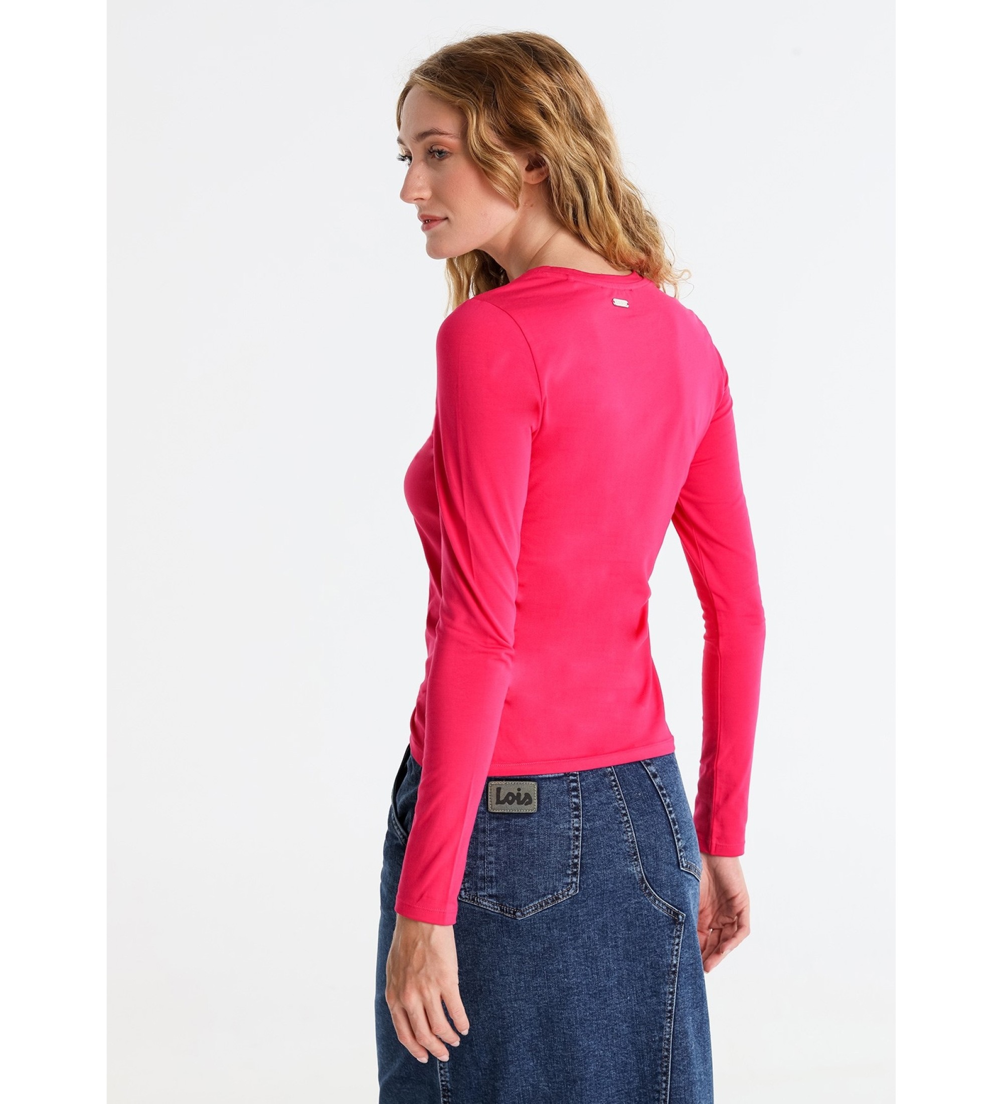 Lois Jeans T-shirt met logo op borst roze