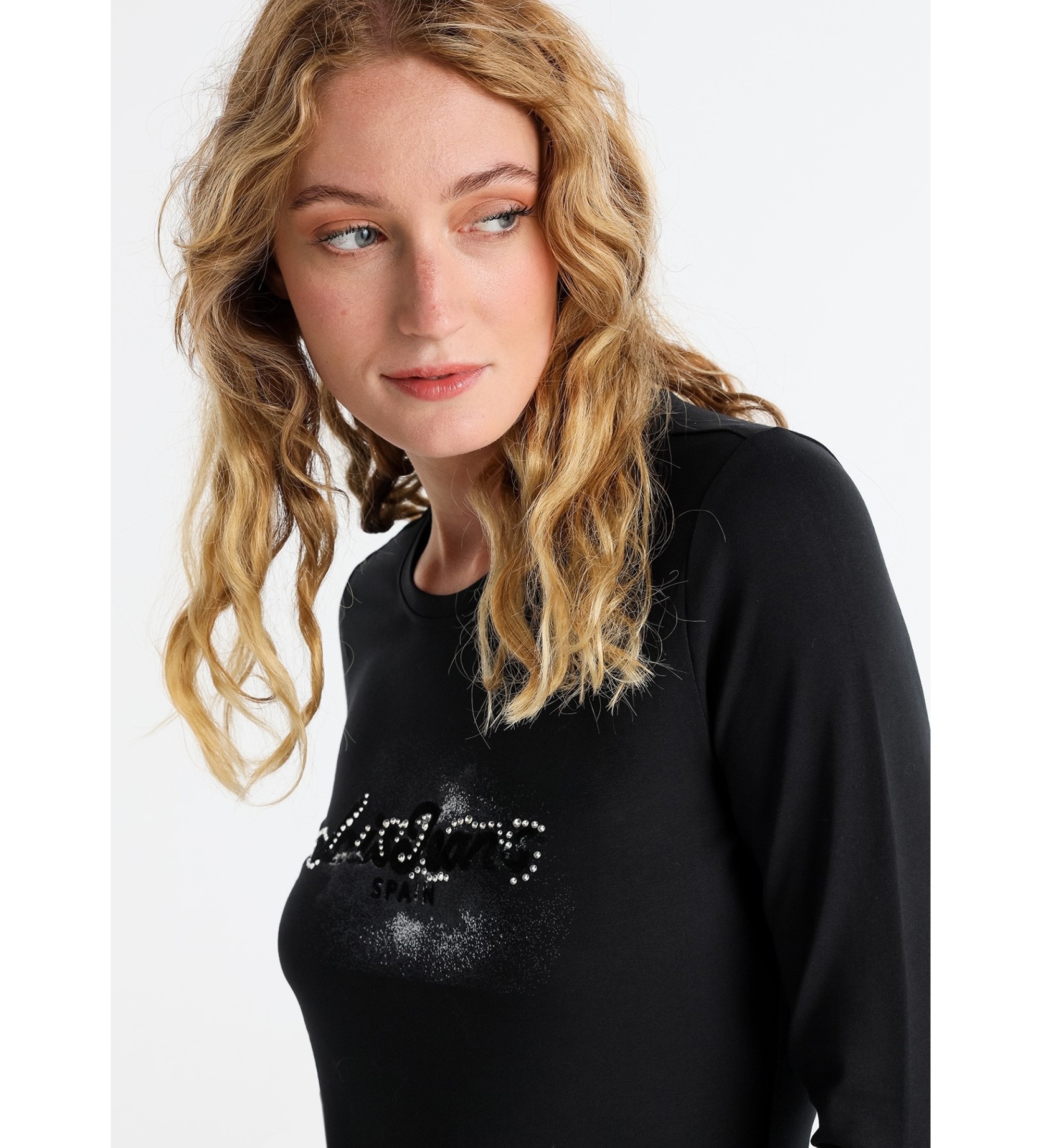 Lois Jeans T-Shirt mit grafischem Logo auf der Brust schwarz