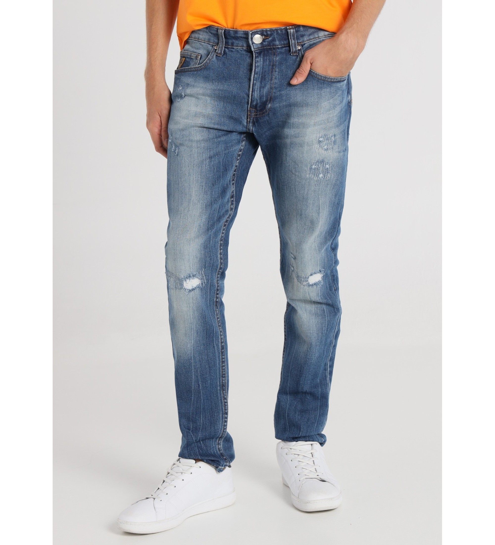 Lois Jeans Modre raztrgane kavbojke Premium