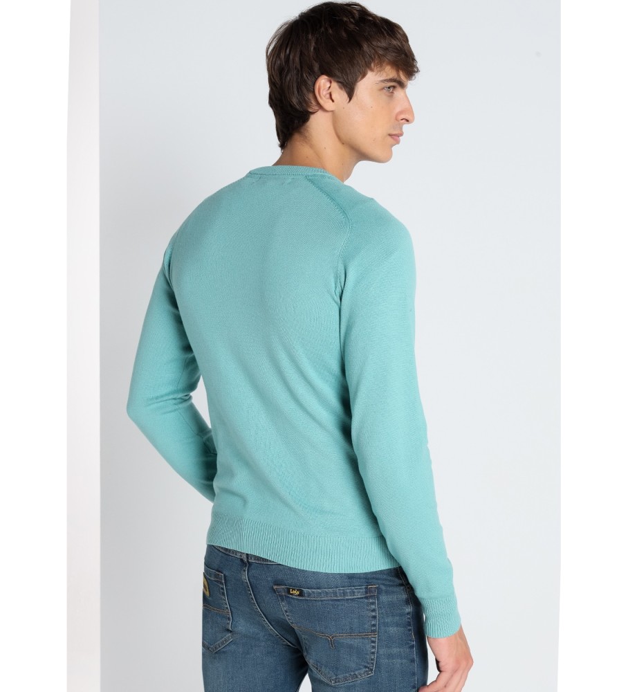 Lois Jeans LOIS JEANS - Pull basique  col en V avec broderie de taureau vert