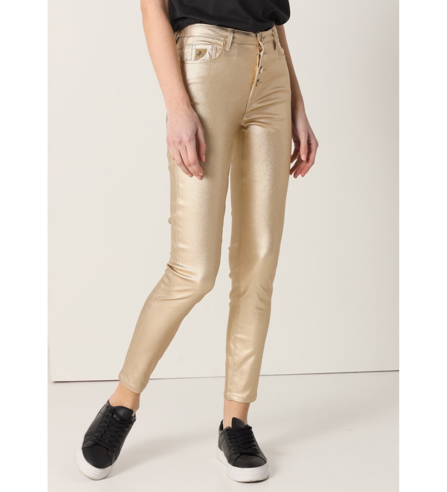 Lois Skinny ankle trousers gold metallic