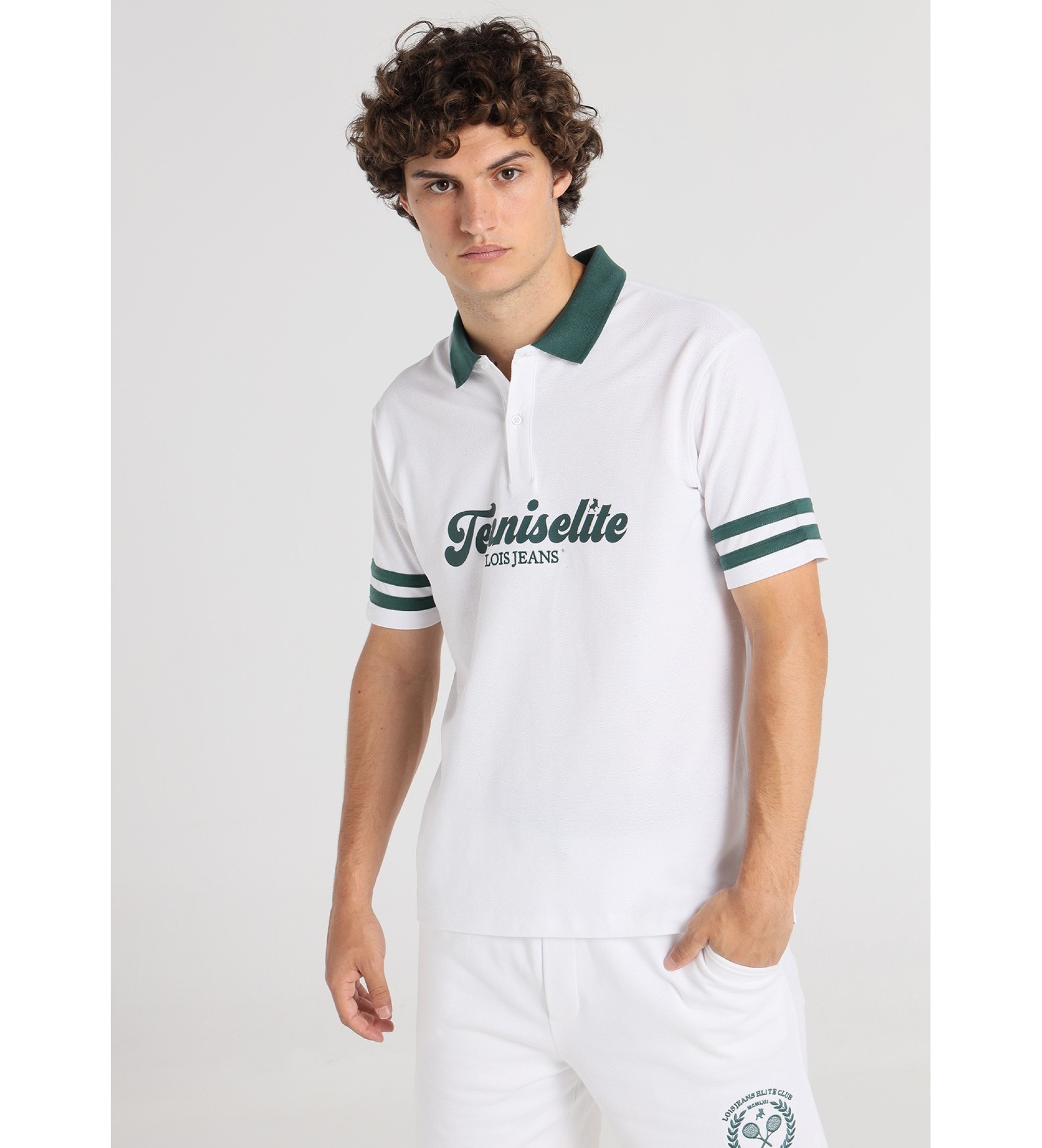 Lois Jeans Elite Vit broderad polotrja