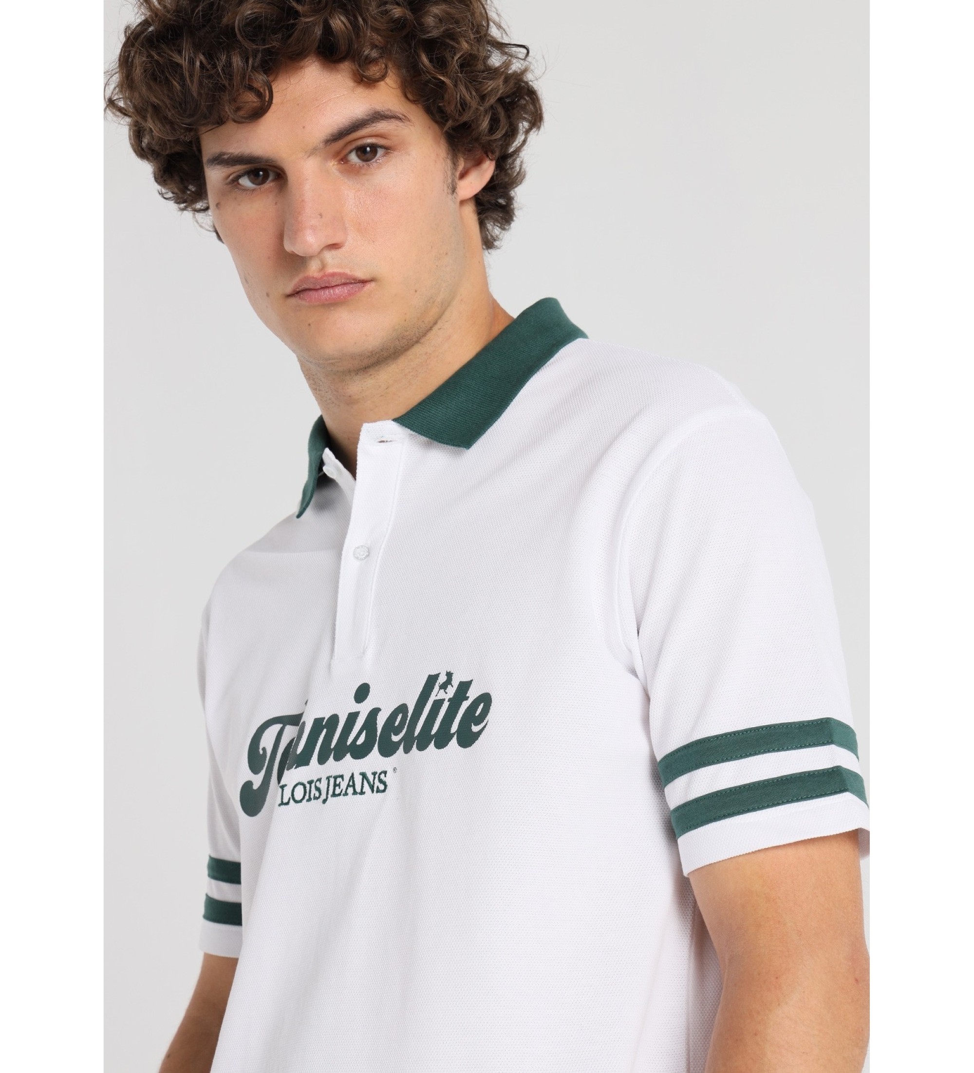 Lois Jeans Elite Vit broderad polotrja