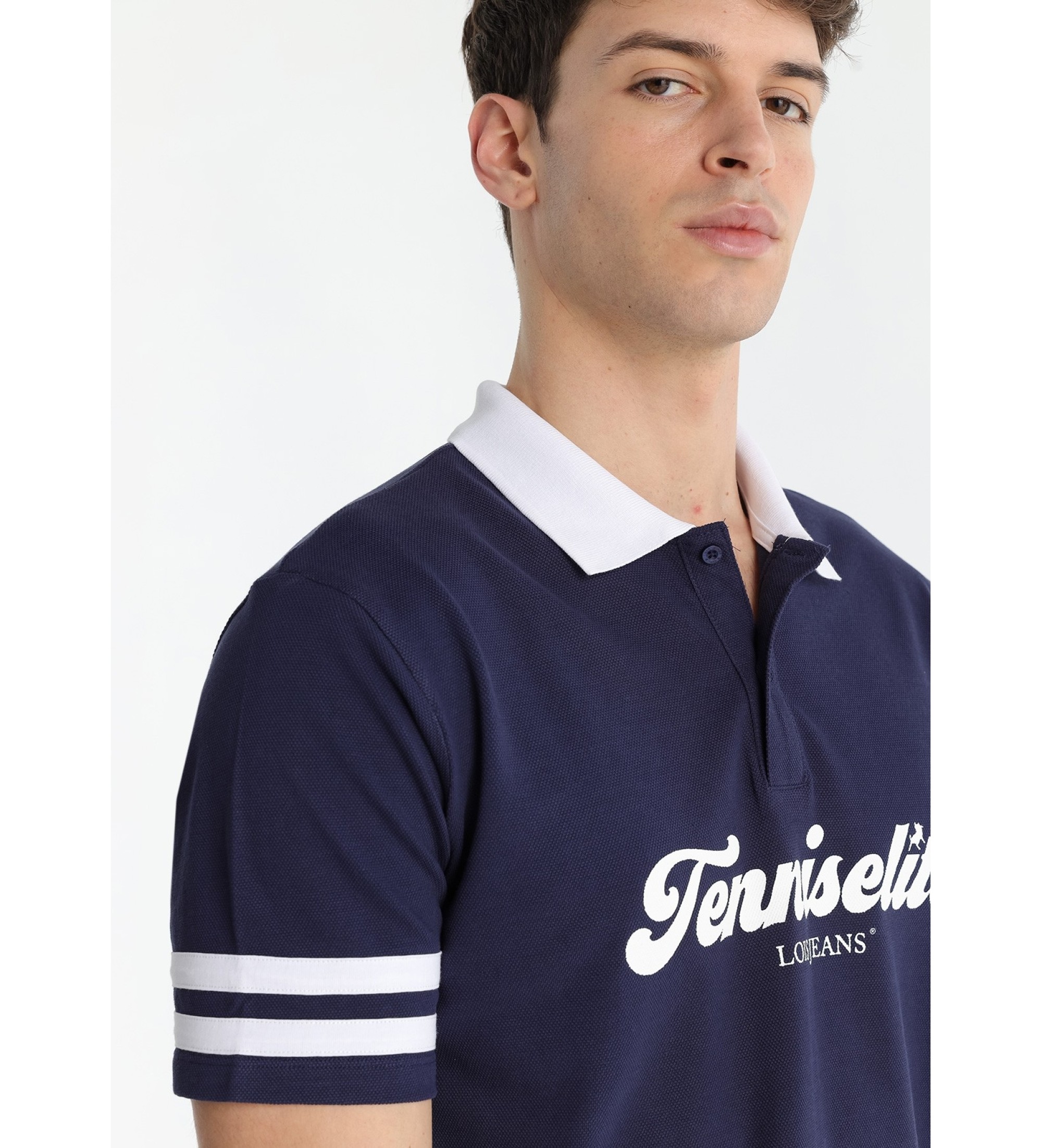 Lois Jeans Koszulka polo Elite w kolorze granatowym z haftem