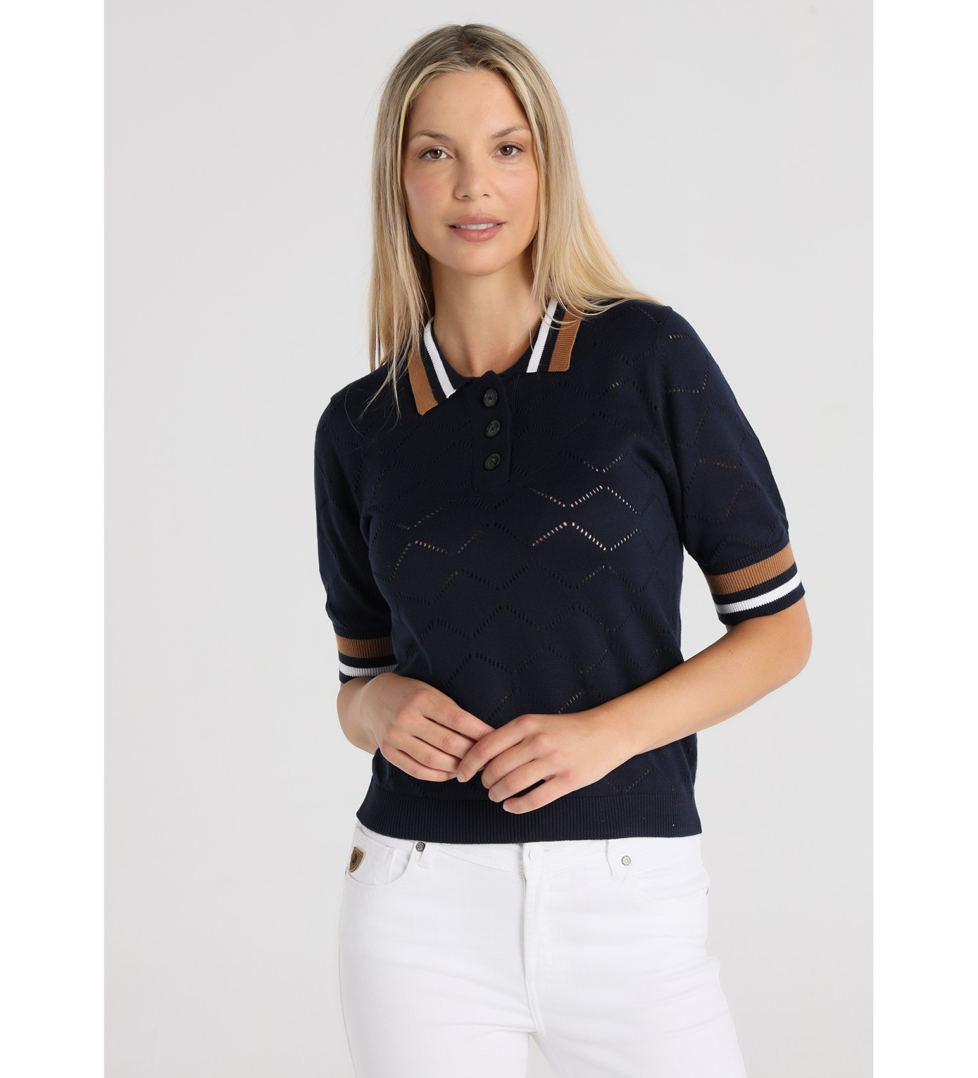 Lois Jeans Untucked Stickad Polo Bl