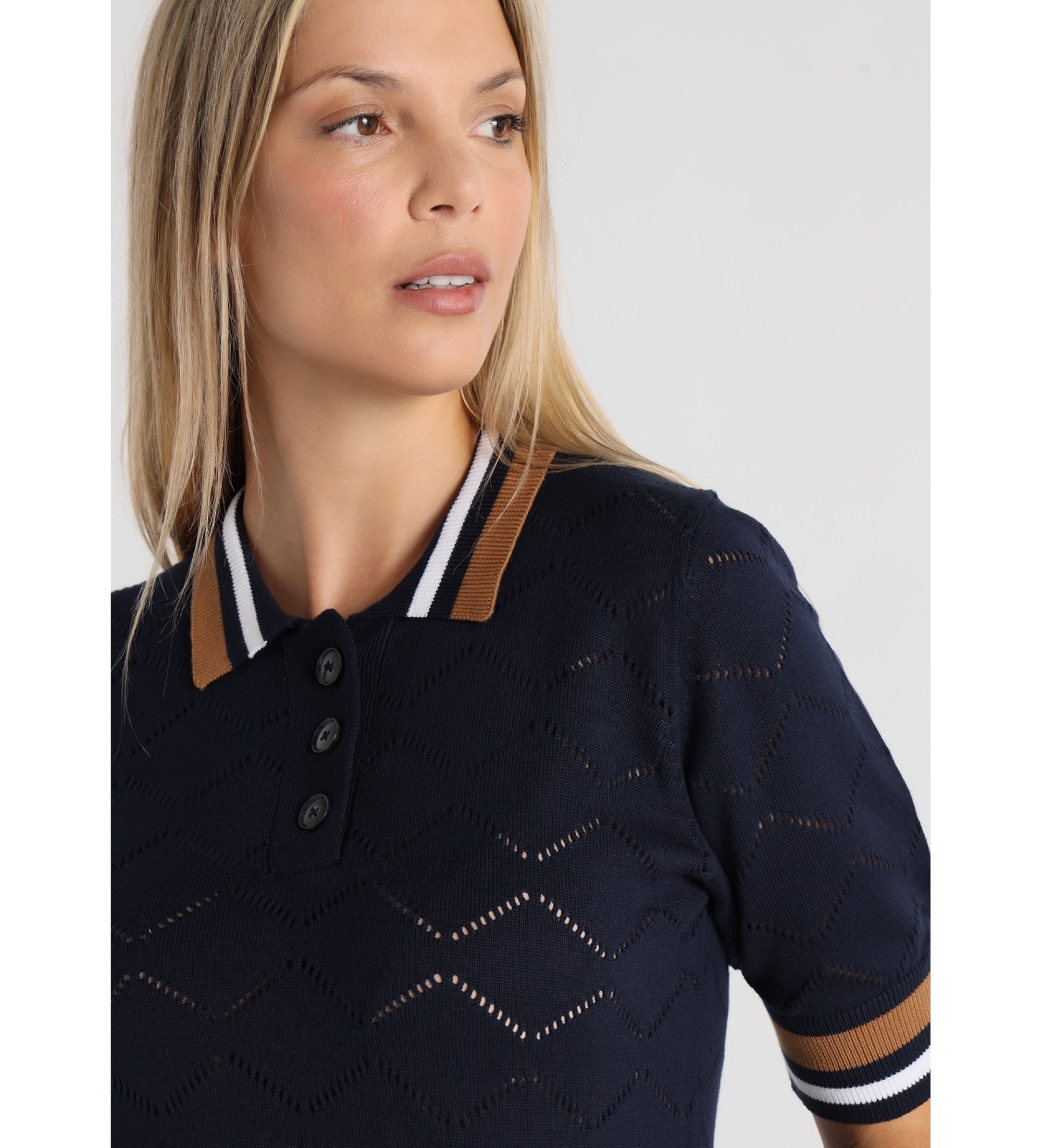 Lois Jeans Untucked Stickad Polo Bl
