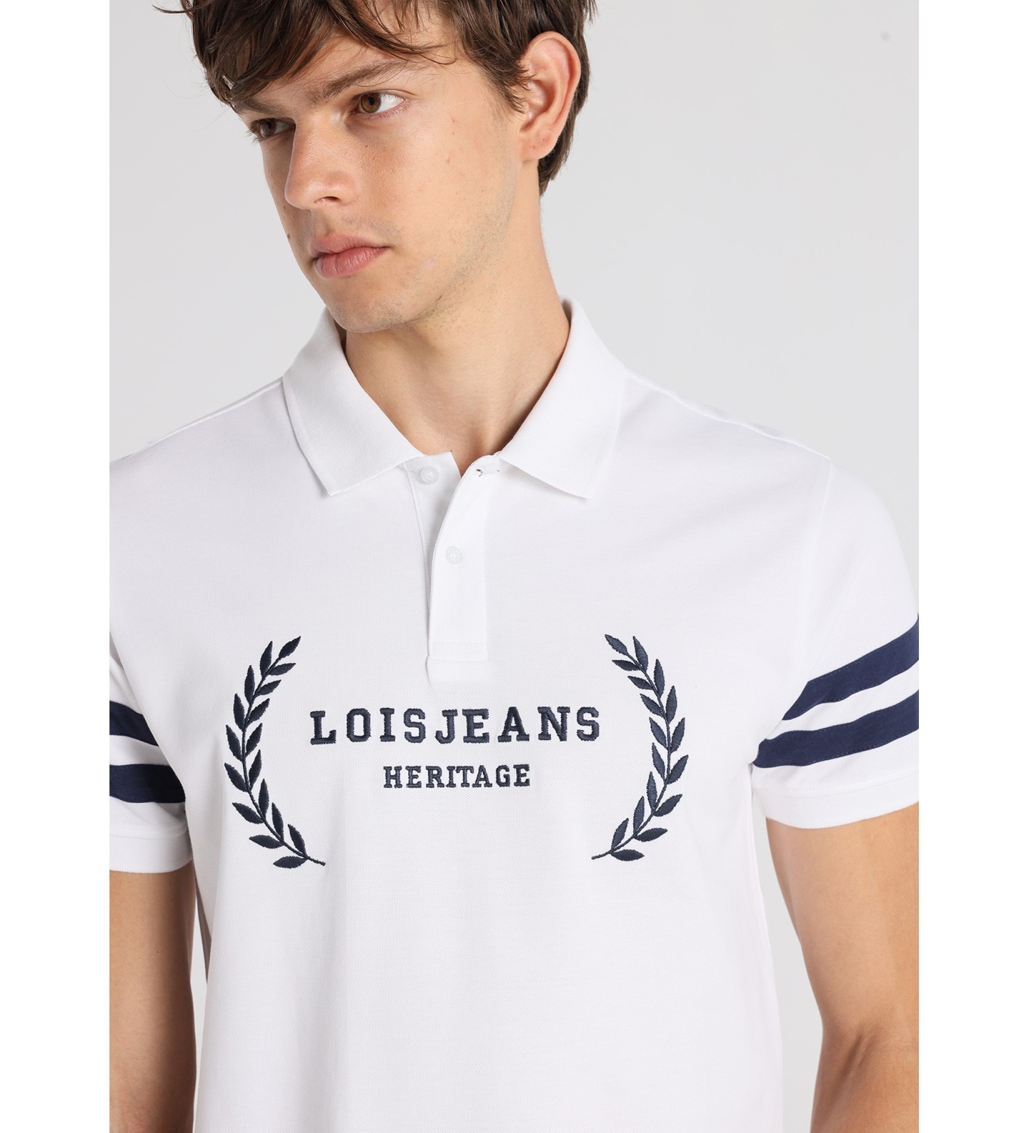 Lois Jeans Polo bicolore bianca
