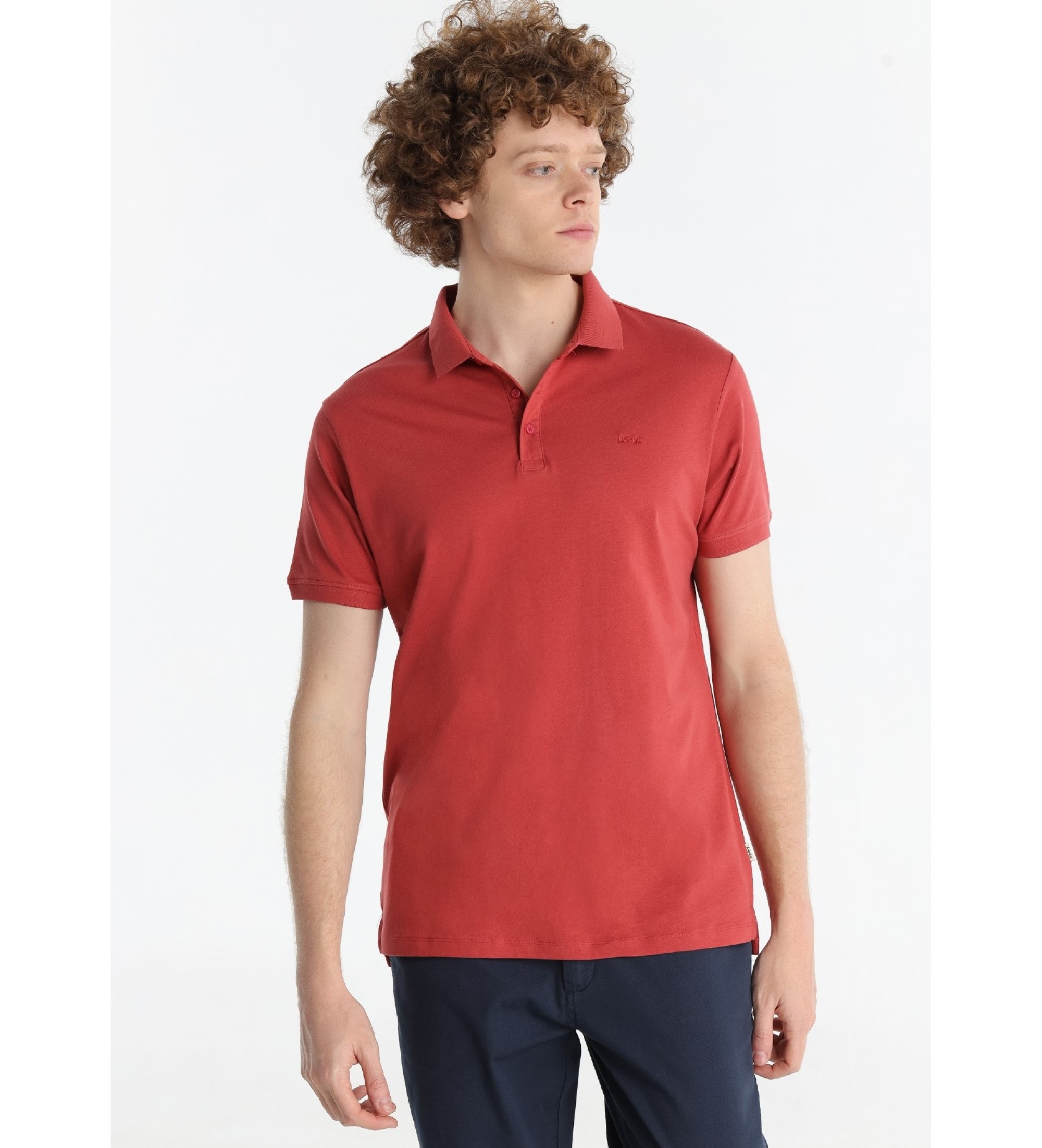 Lois Jeans Polo con ricamo rosso