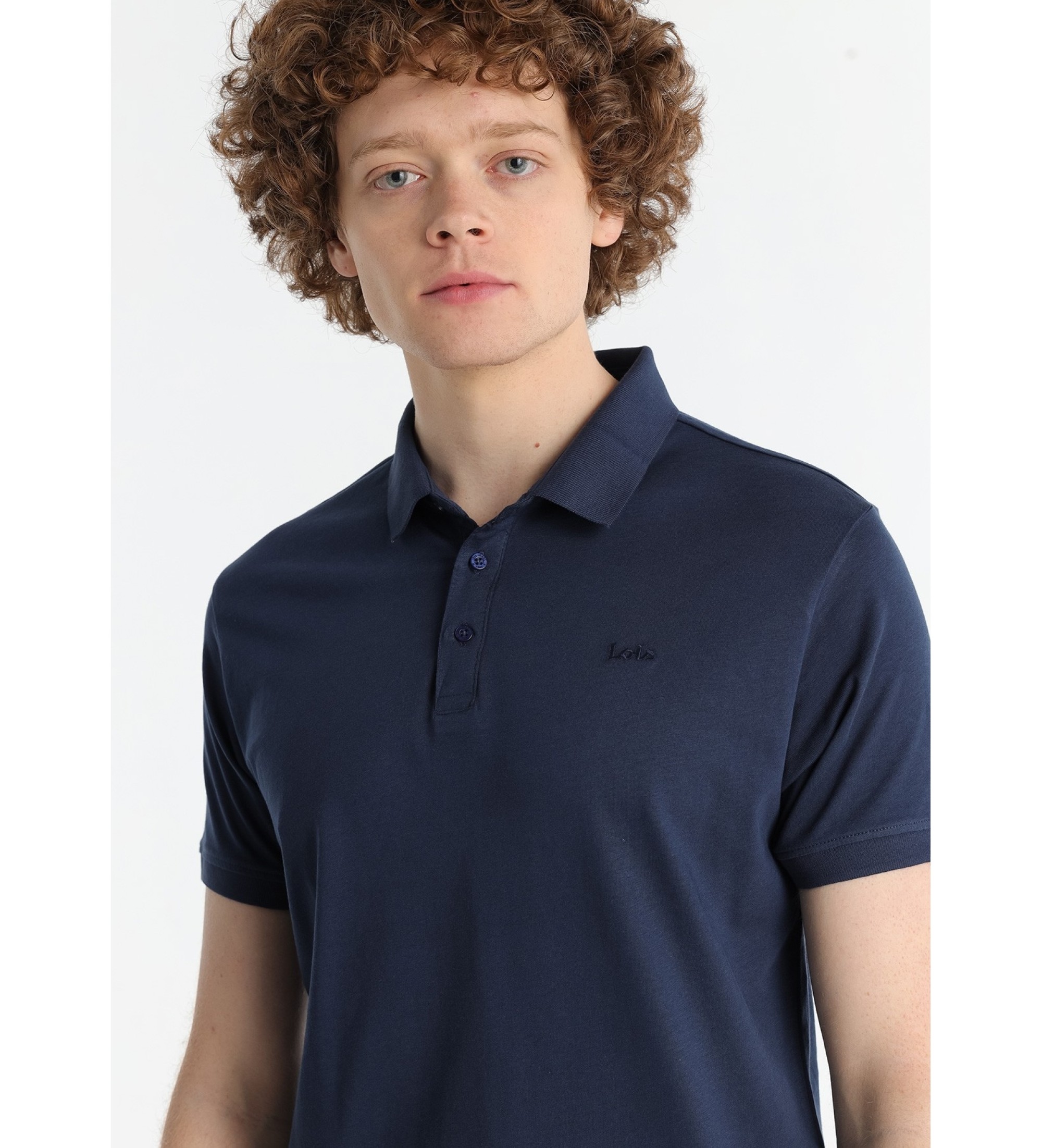 Lois Jeans Koszulka polo z granatowym haftem