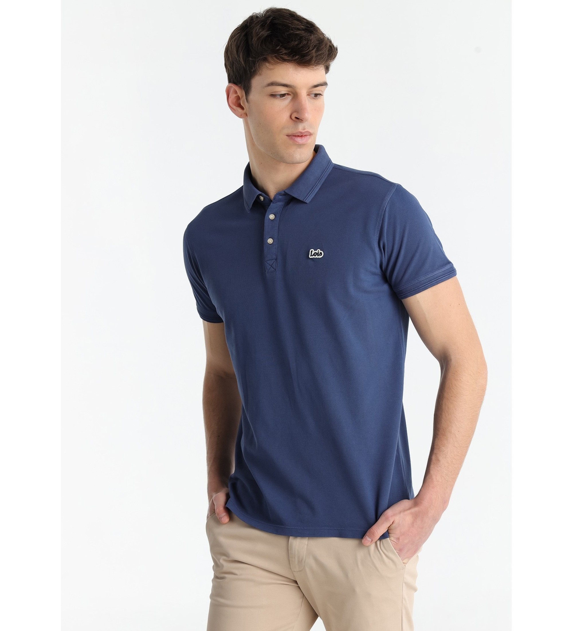 Lois Jeans Polo basica con toppa blu