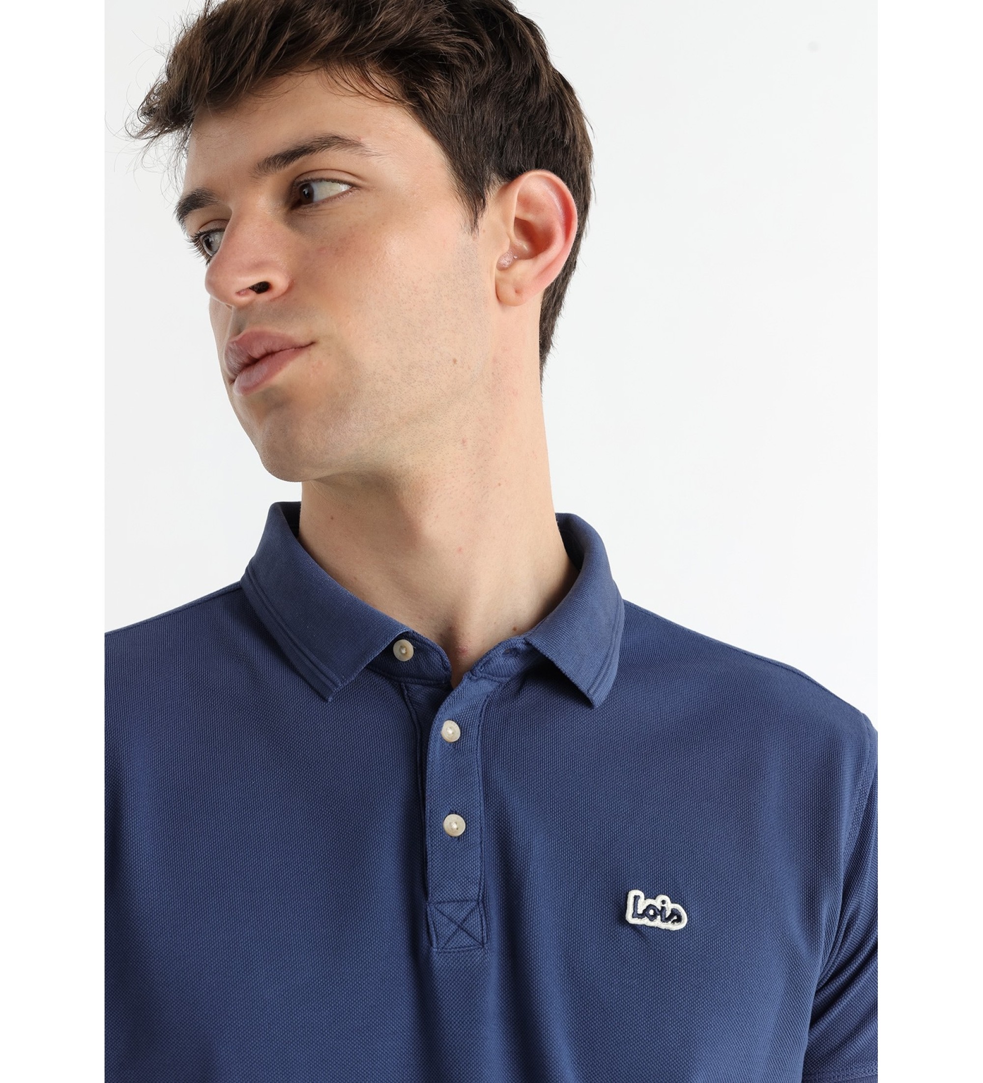 Lois Jeans Polo basica con toppa blu