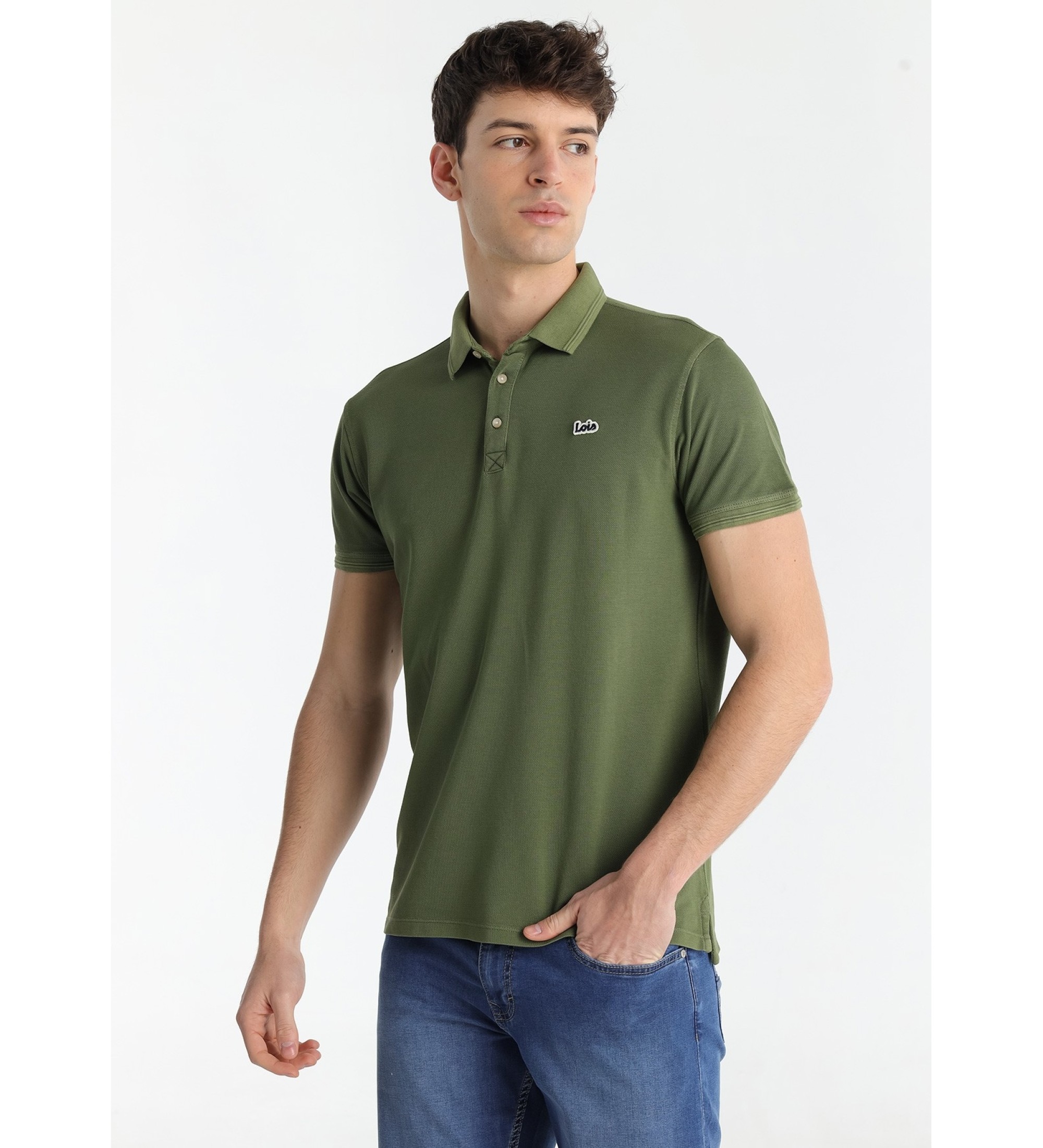 Lois Jeans Polo basic con toppa verde