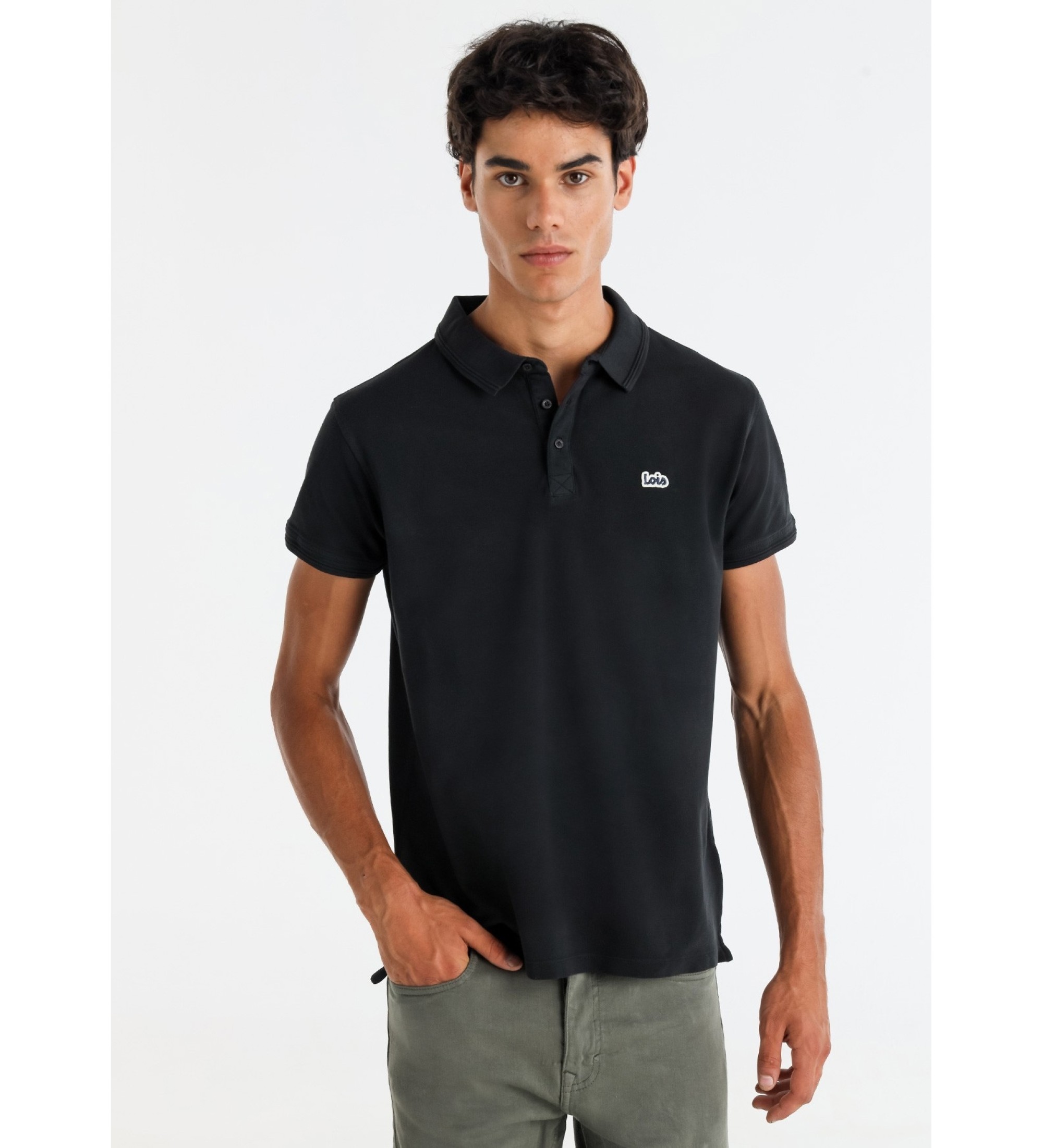 Lois Jeans Basic polo met korte mouwen en zwart logo