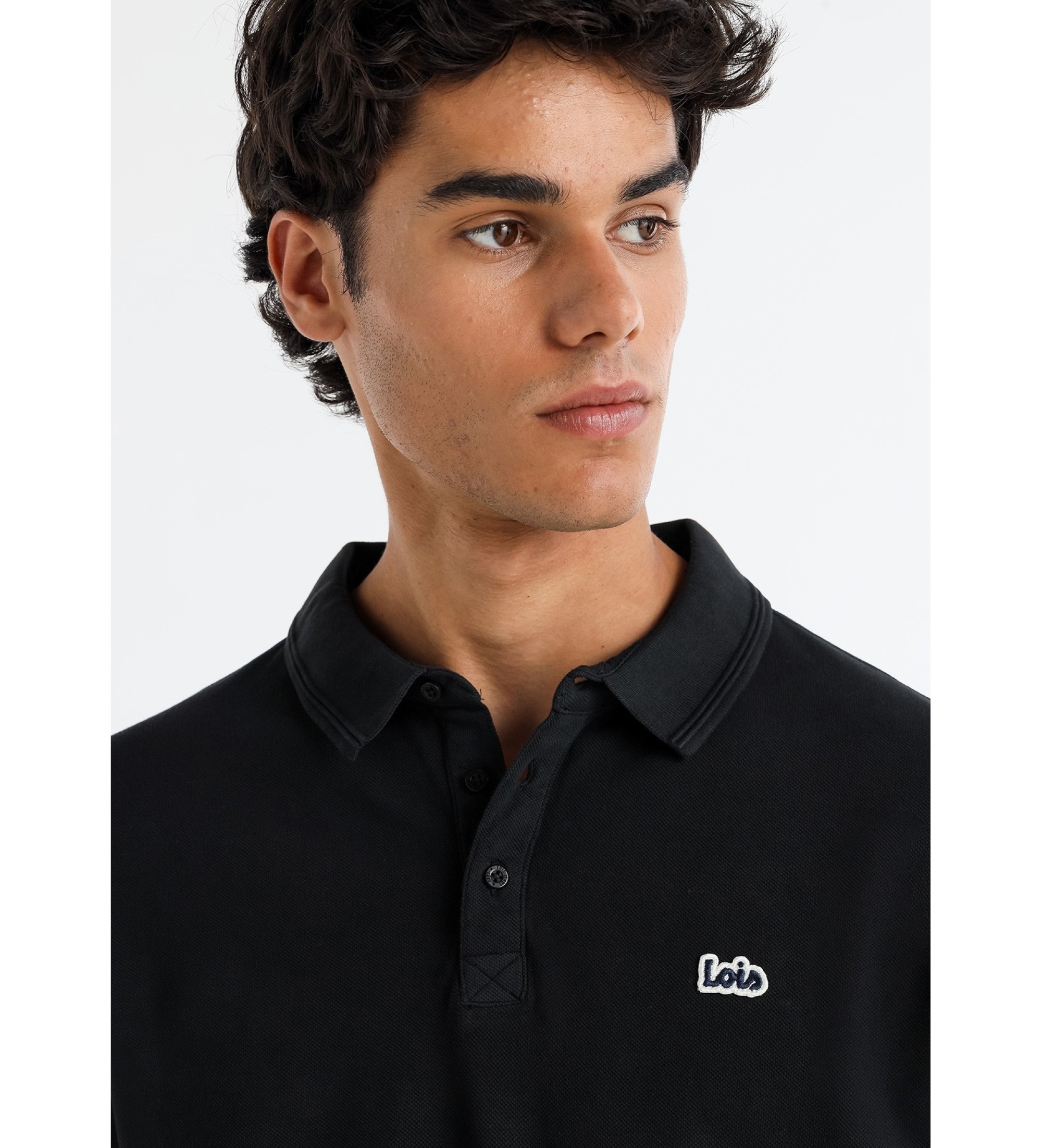 Lois Jeans Basic polo met korte mouwen en zwart logo