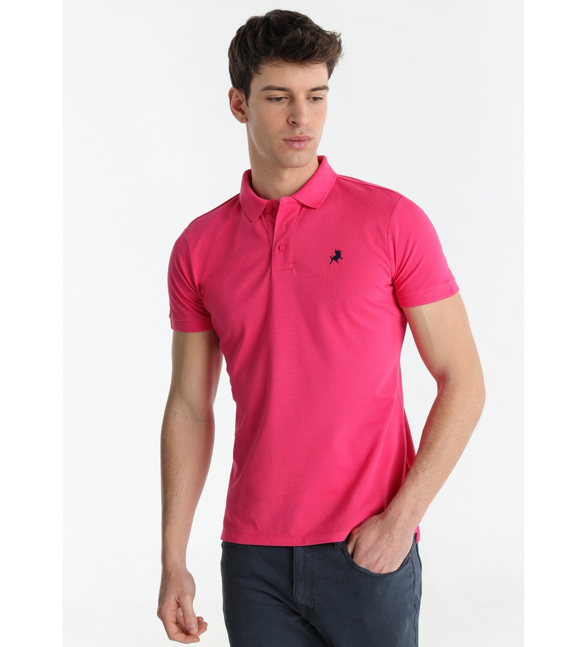 Lois Jeans Klasyczna różowa koszulka polo
