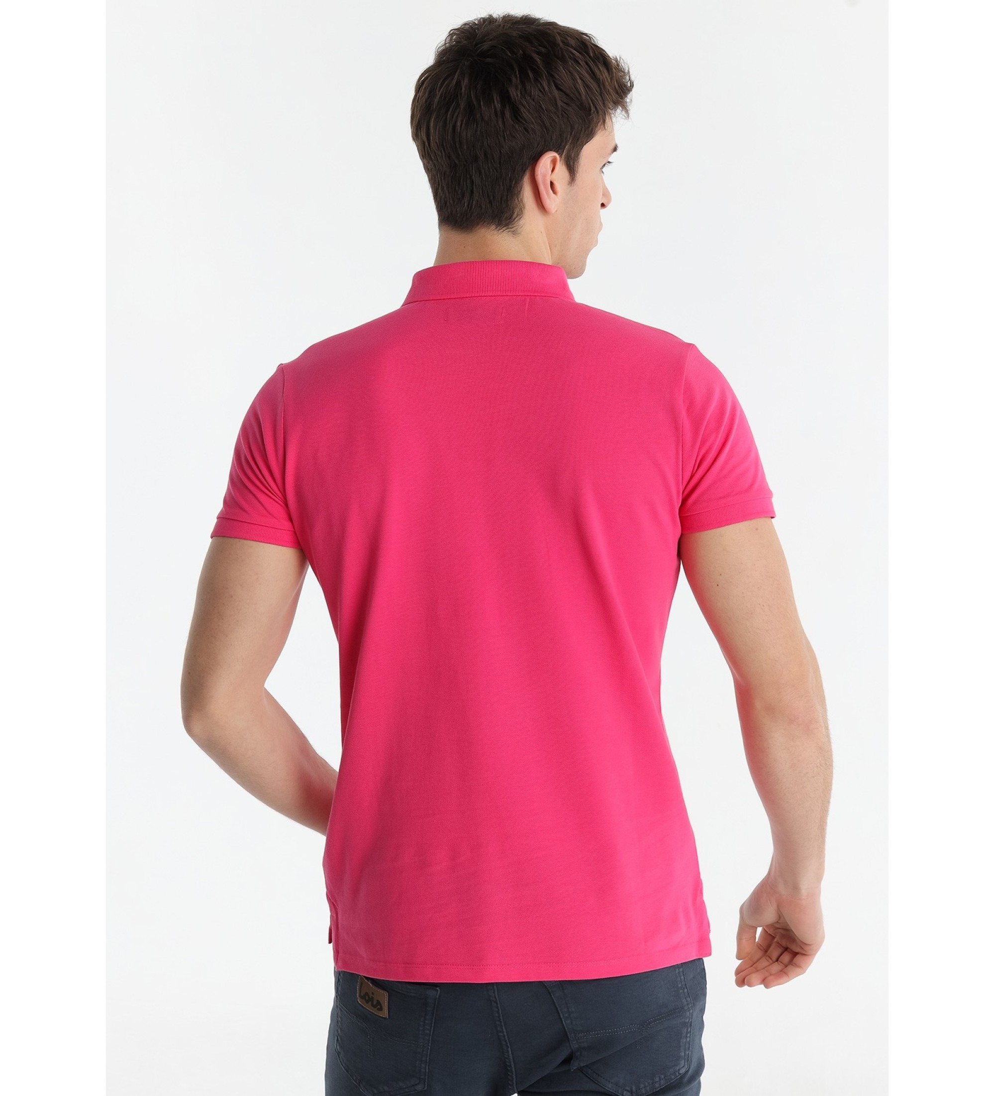 Lois Jeans Klasyczna różowa koszulka polo