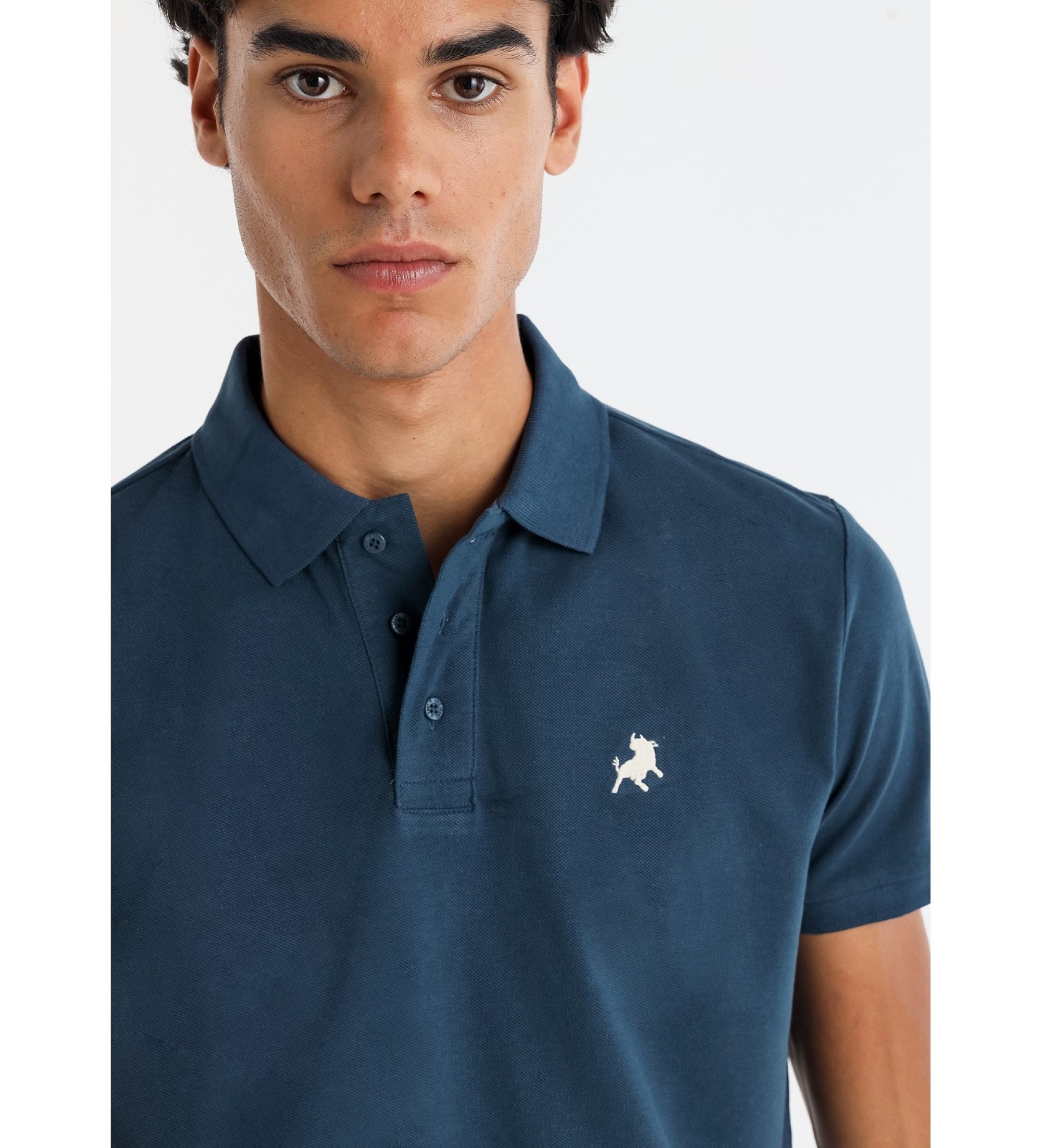Lois Jeans Polo clsico con logo toro azul