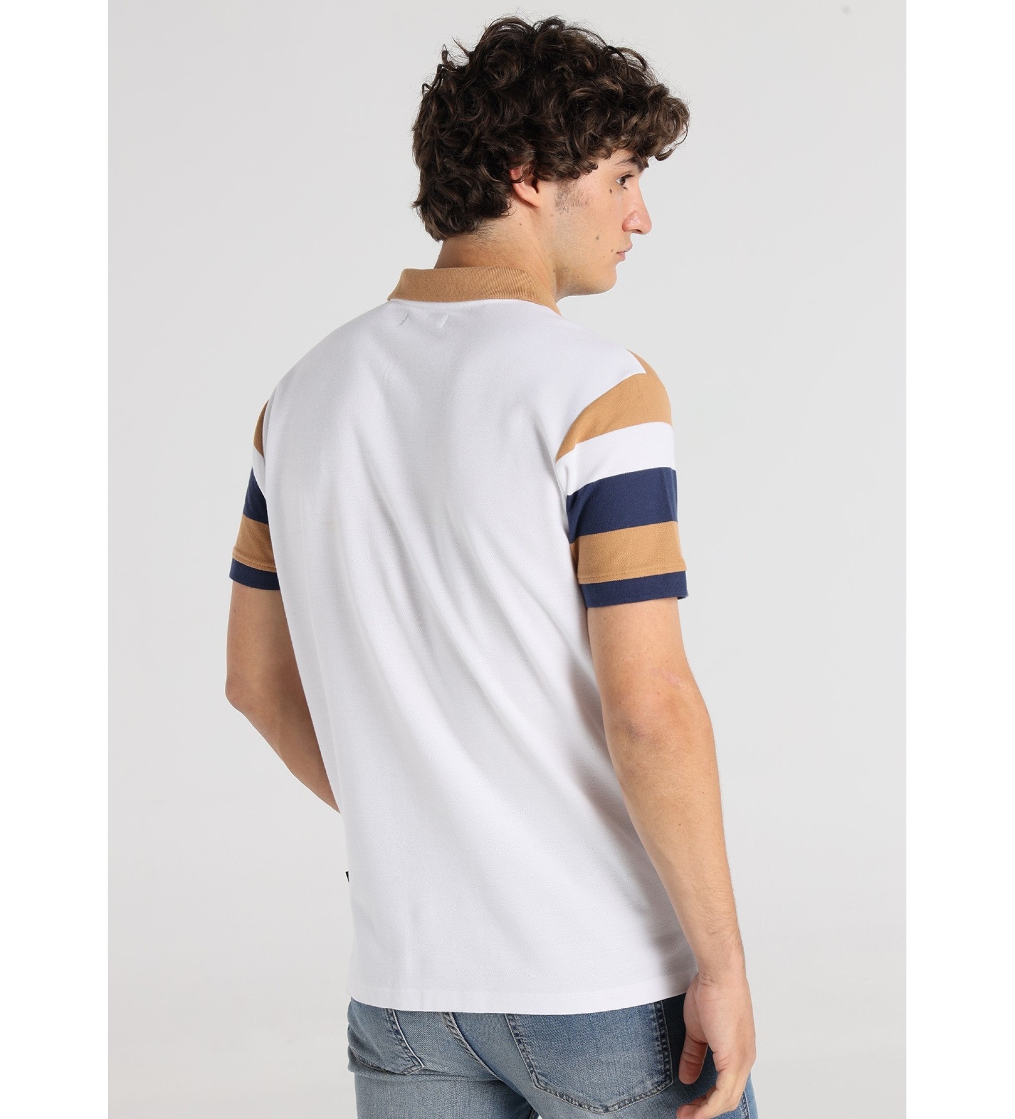 Lois Jeans Koszulka polo w beżowe paski