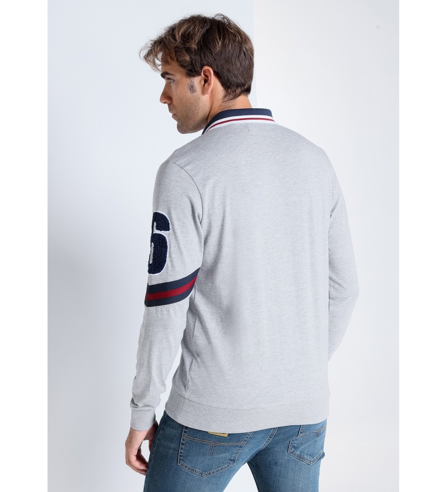 Lois Jeans Polo a manica lunga con toppe grigie sulle maniche