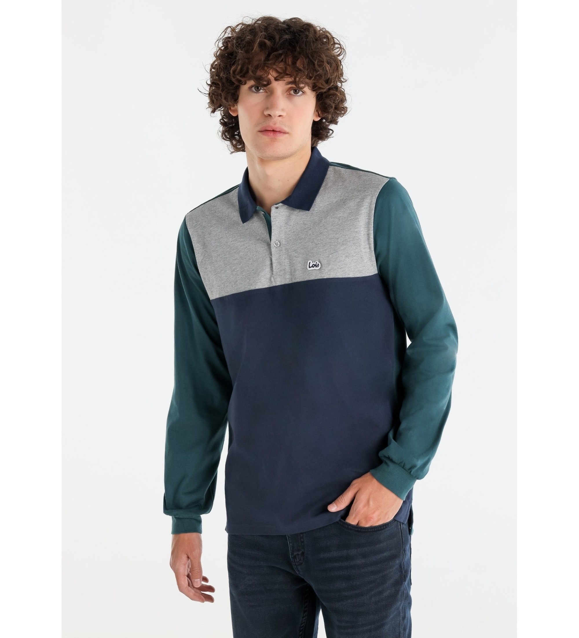 Lois Jeans Tricolour polo shirt with green logo