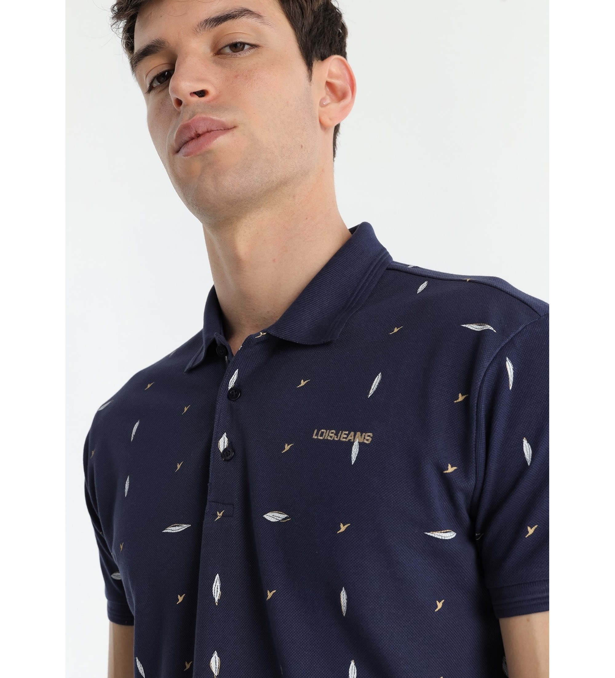 Lois Jeans Granatowa koszulka polo z nadrukiem